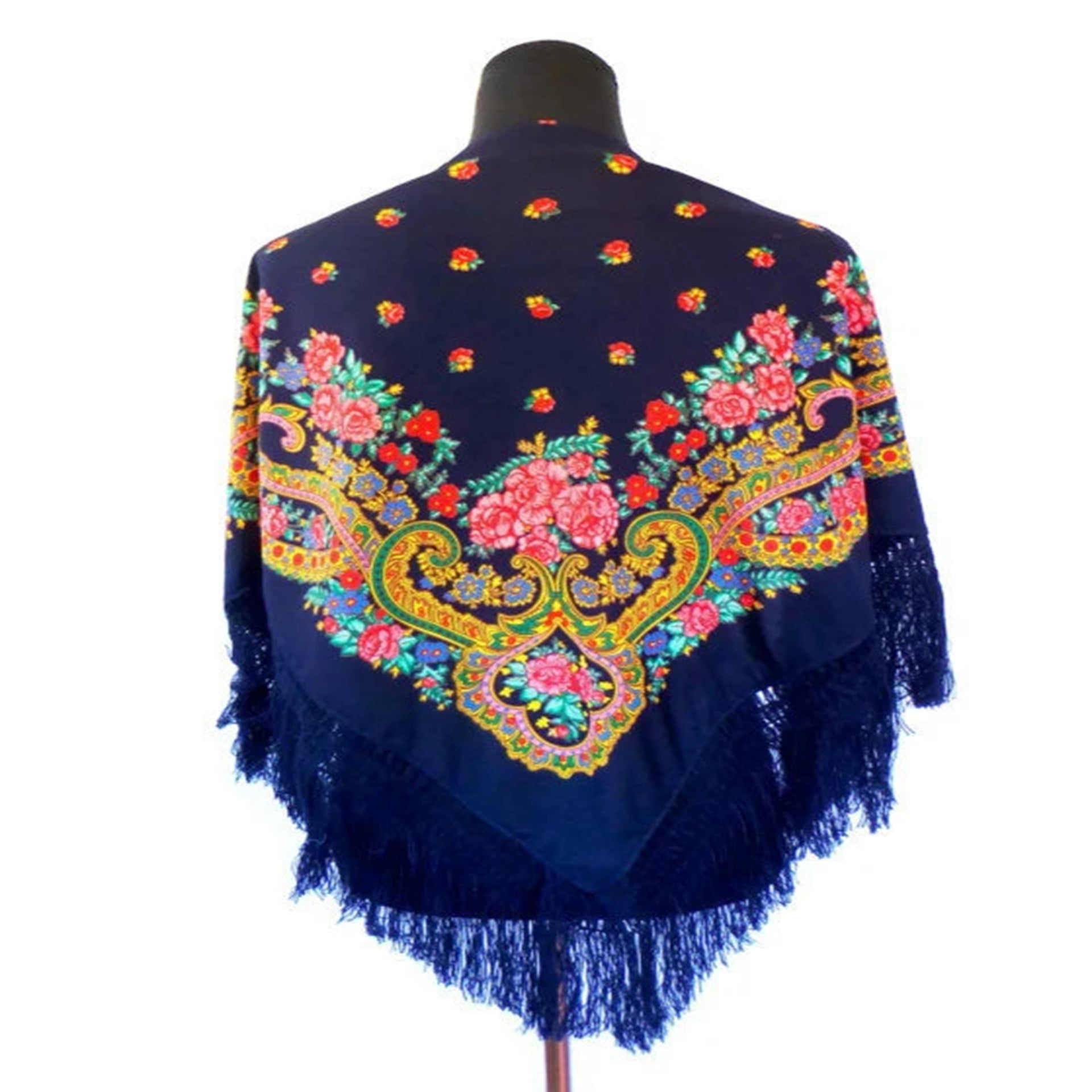 Portuguese Folk Pashmina with fringe