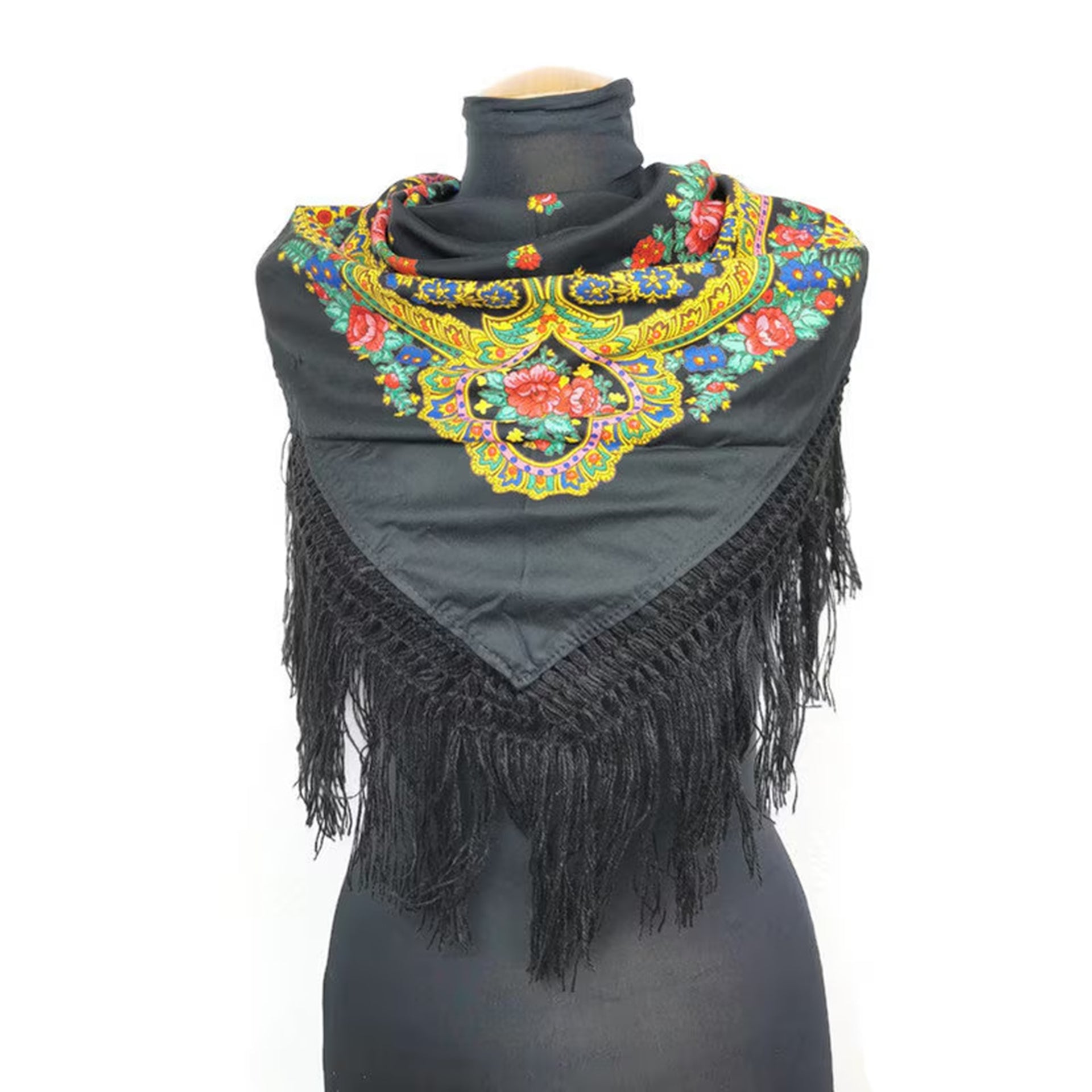 Portuguese Folk Pashmina with fringe