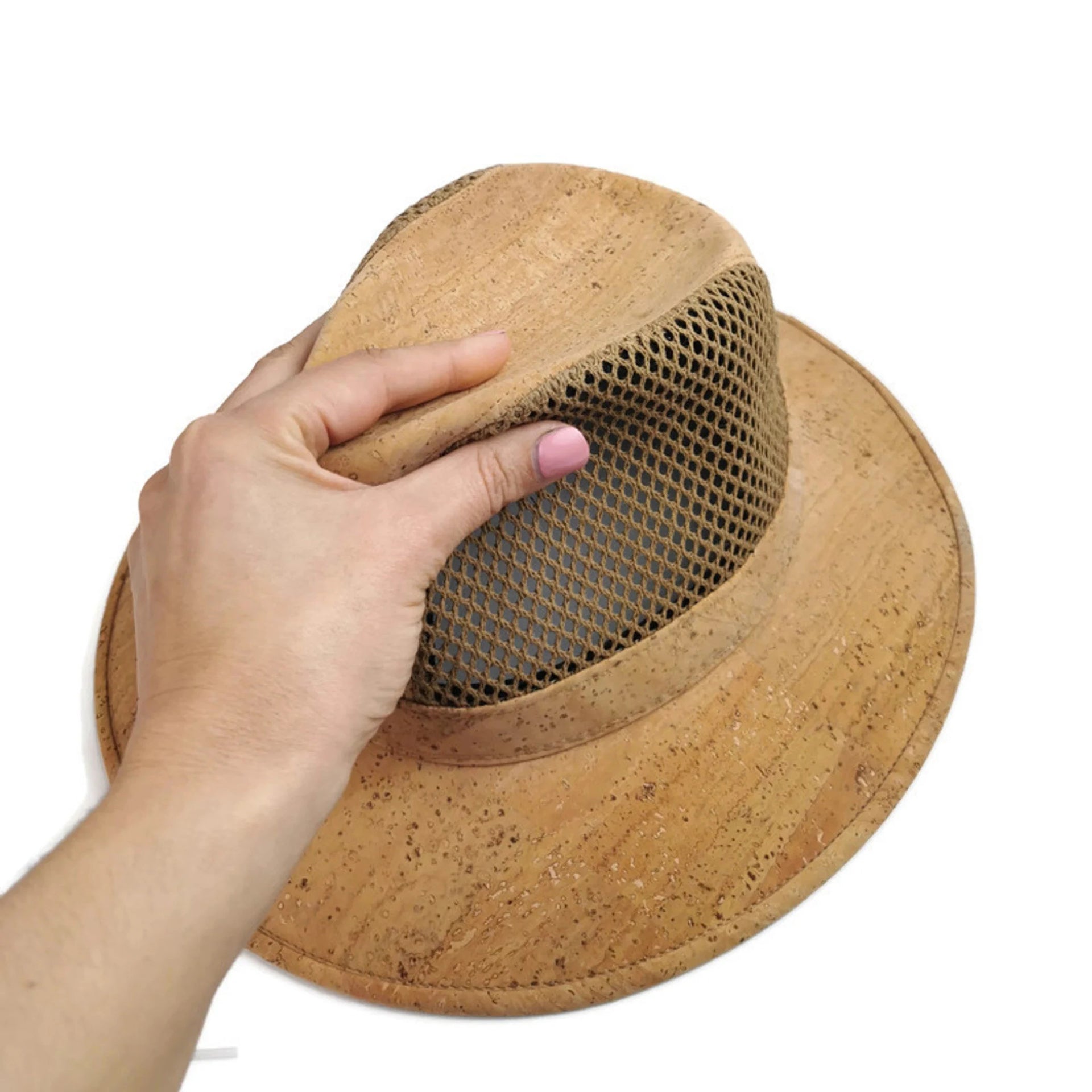 Natural cork hat with net