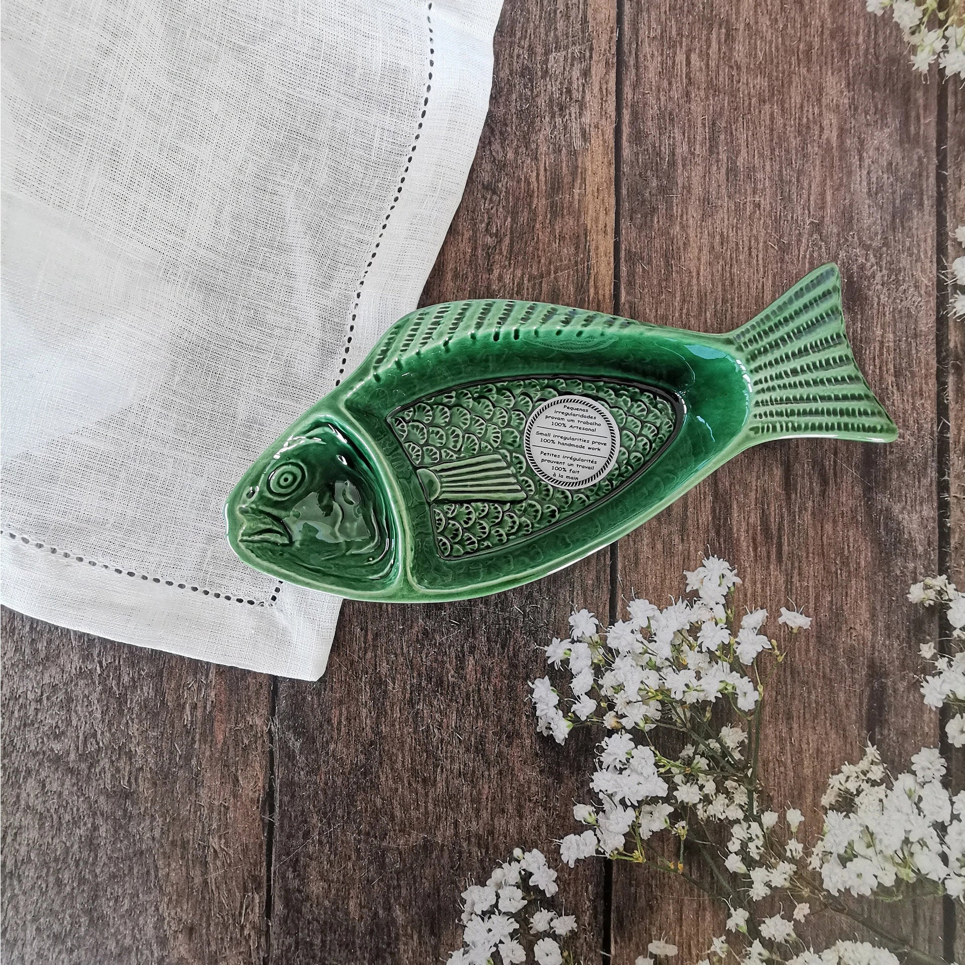 Ceramic fish shape portuguese olive plate