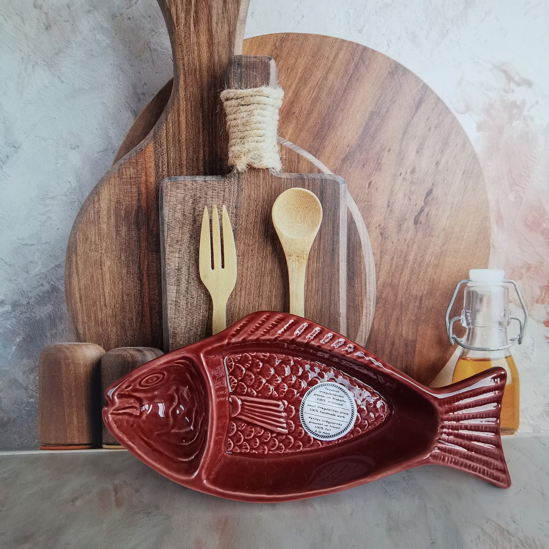 Ceramic fish shape portuguese olive plate