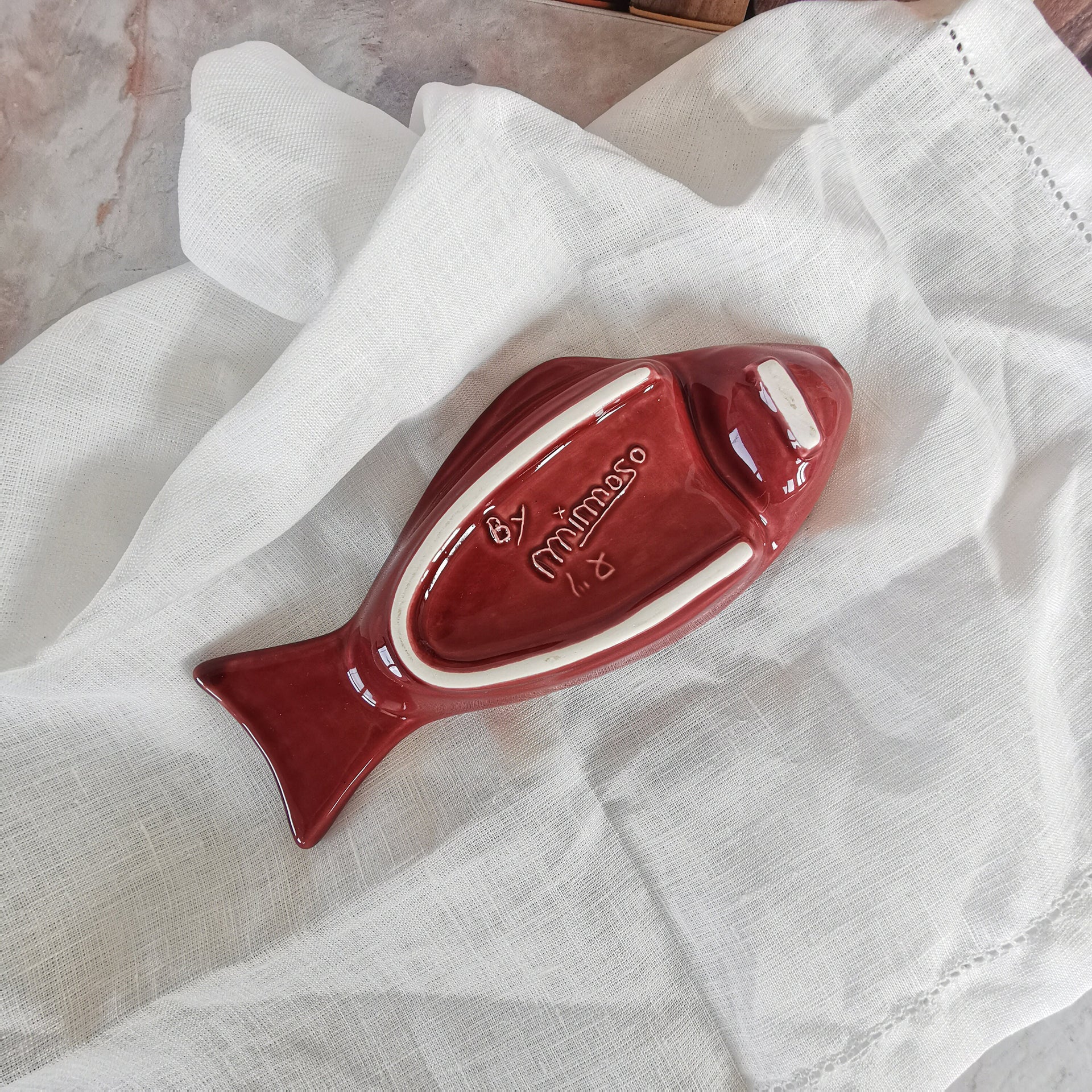 Ceramic fish shape portuguese olive plate