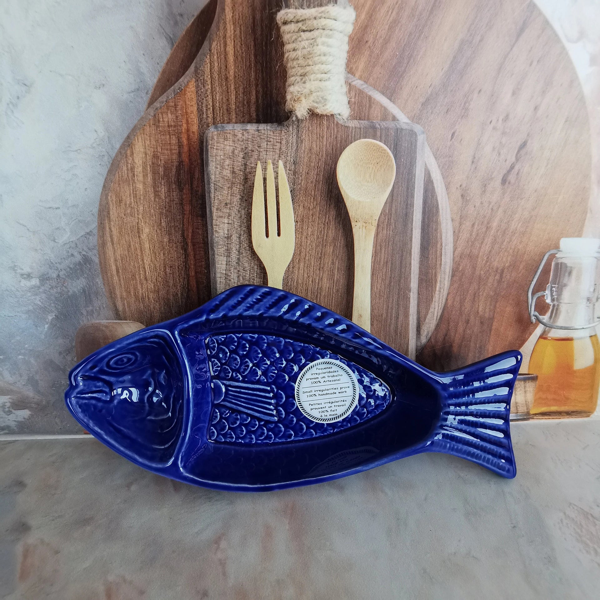 Ceramic fish shape portuguese olive plate