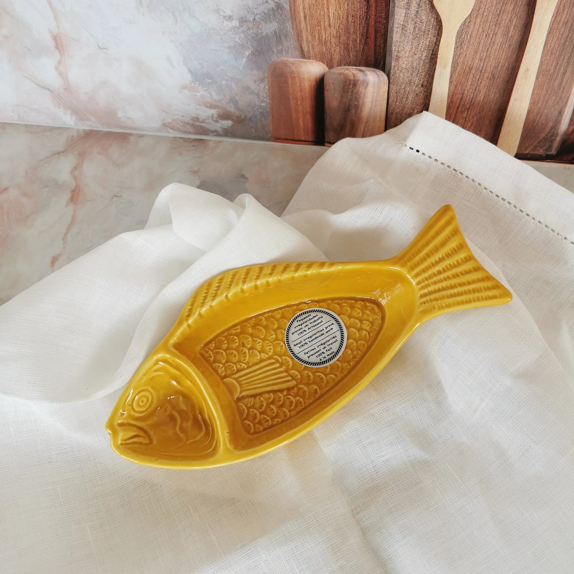 Ceramic fish shape portuguese olive plate