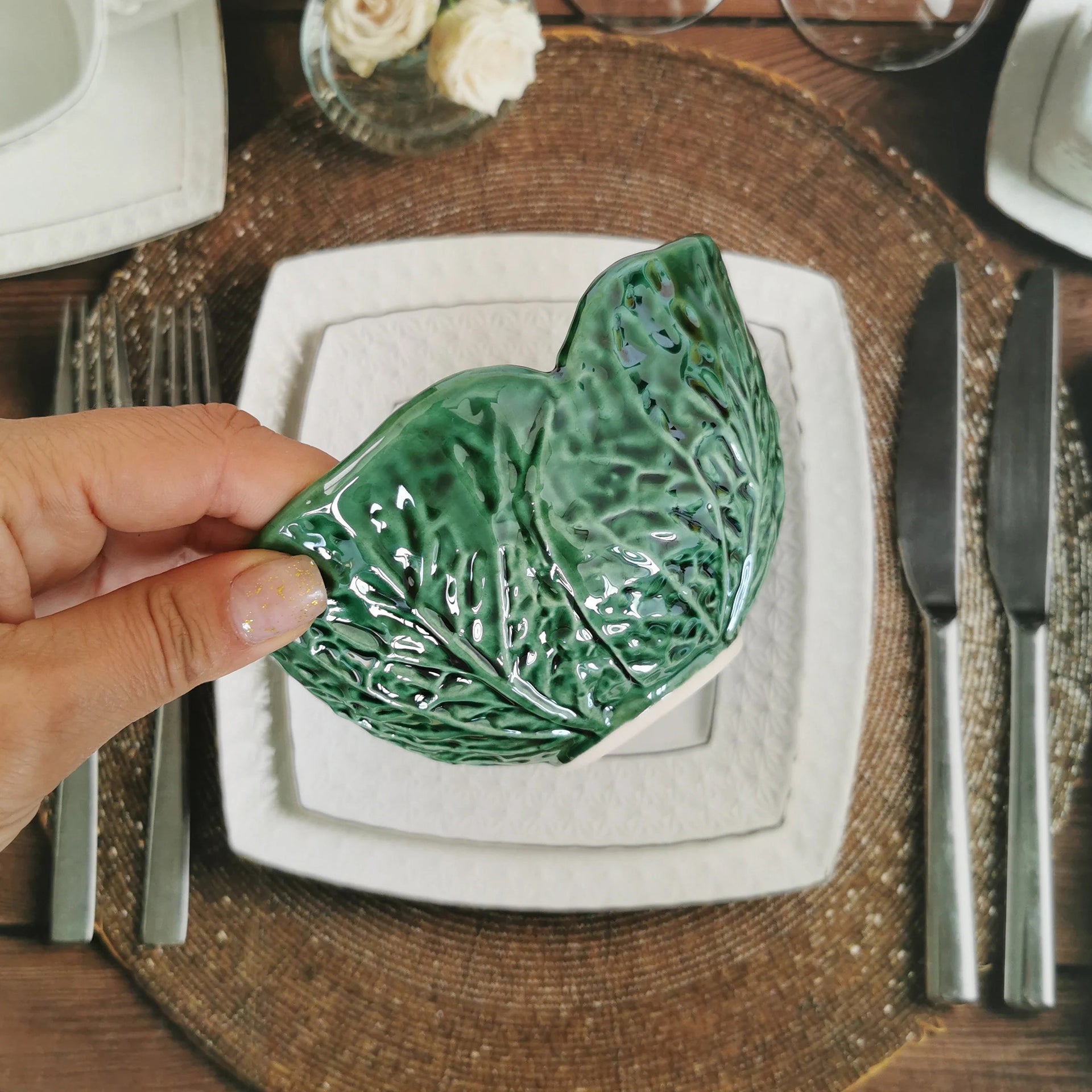 Ceramic portuguese cabbage bowl