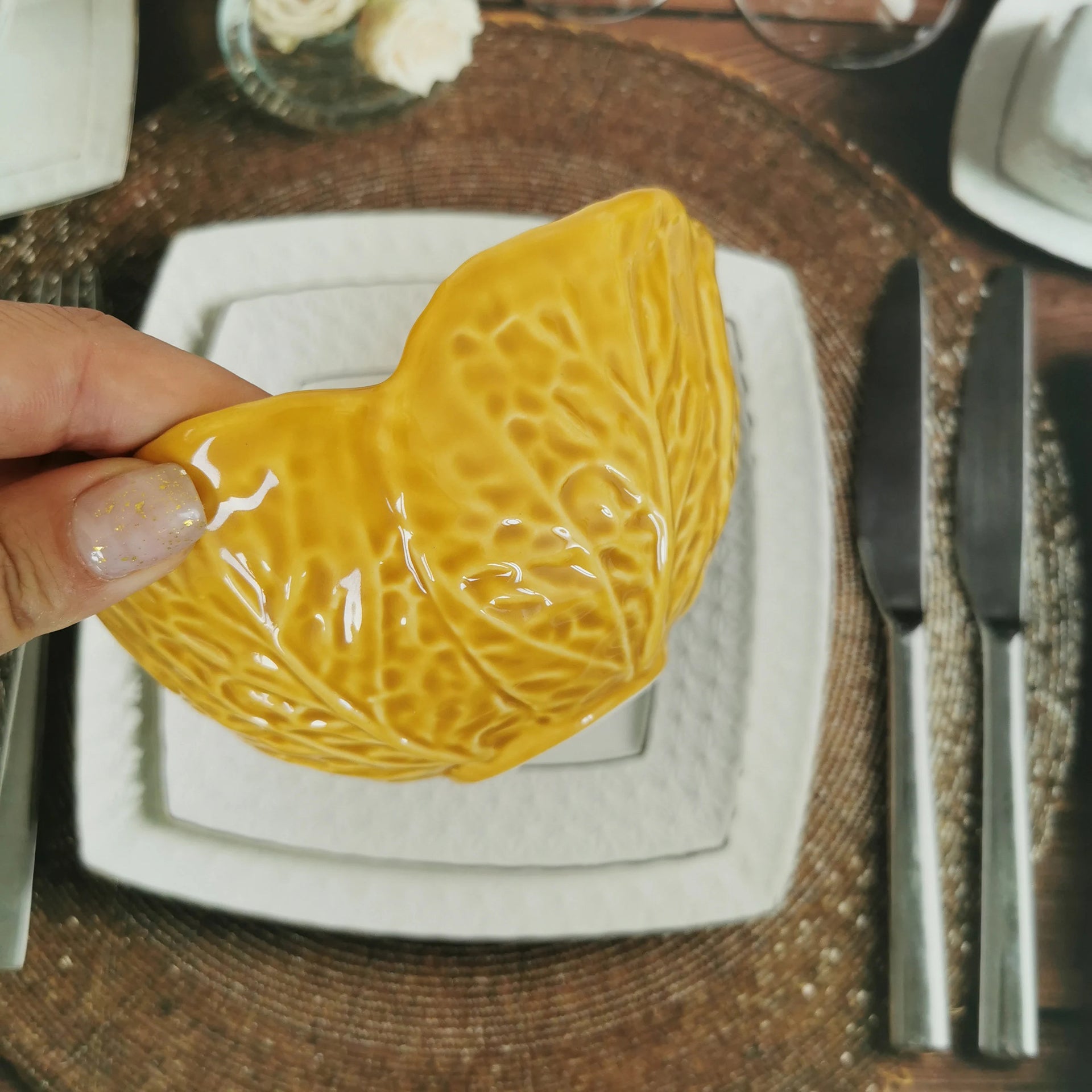 Ceramic portuguese cabbage bowl