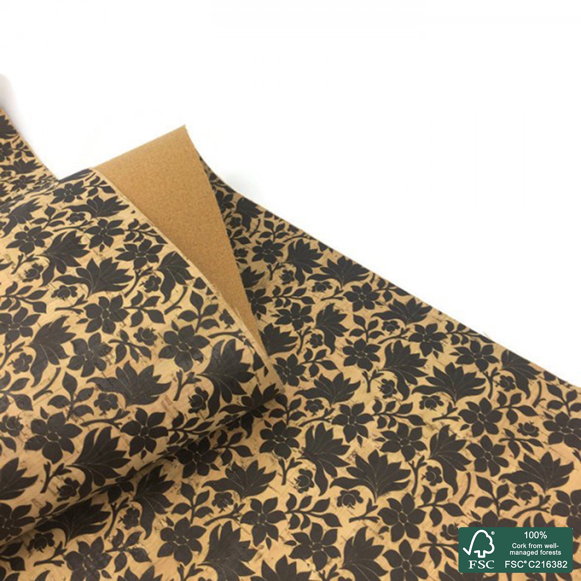 Flowers printed pattern on natural cork fabric (21)