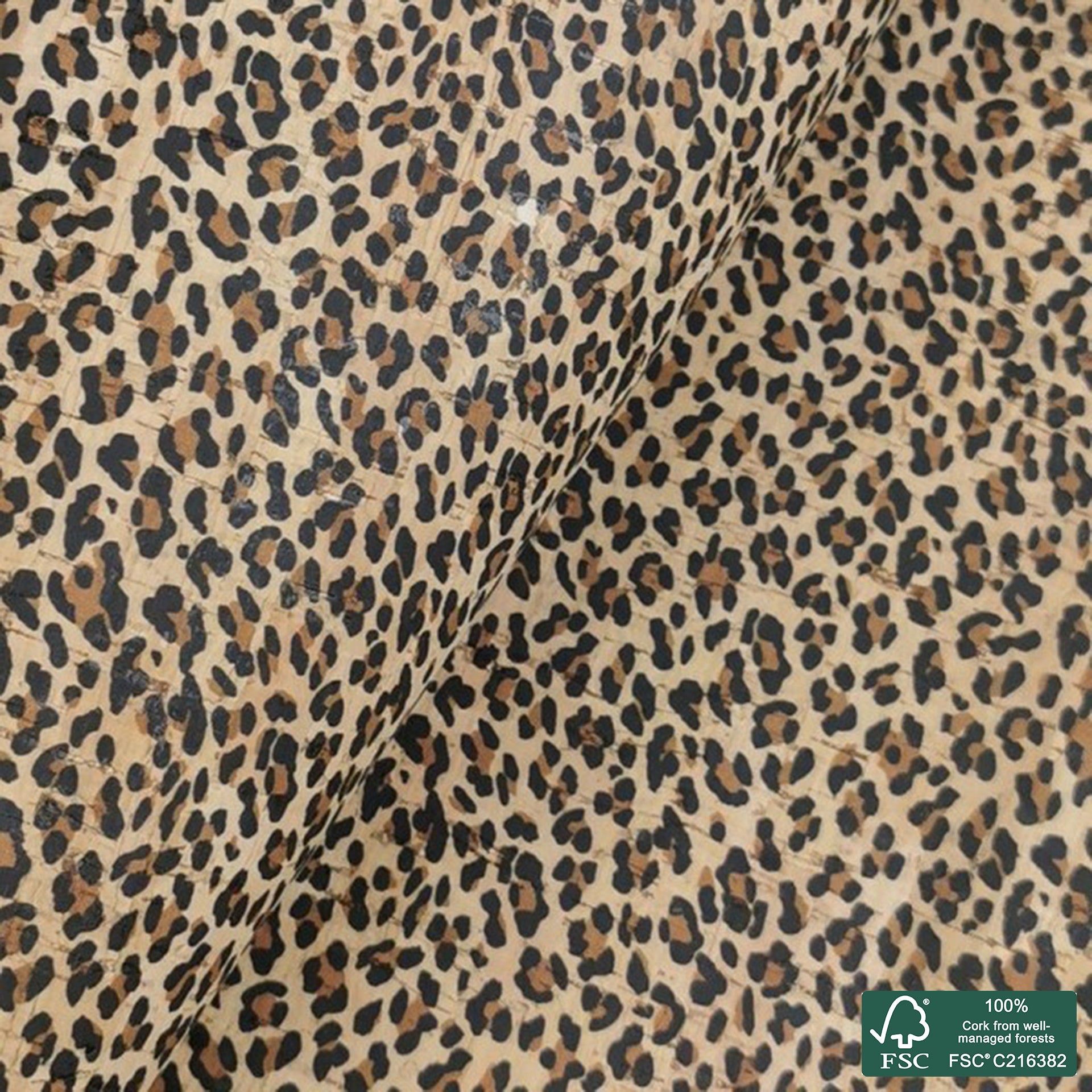 Leopard printed pattern on natural cork fabric (23.5)