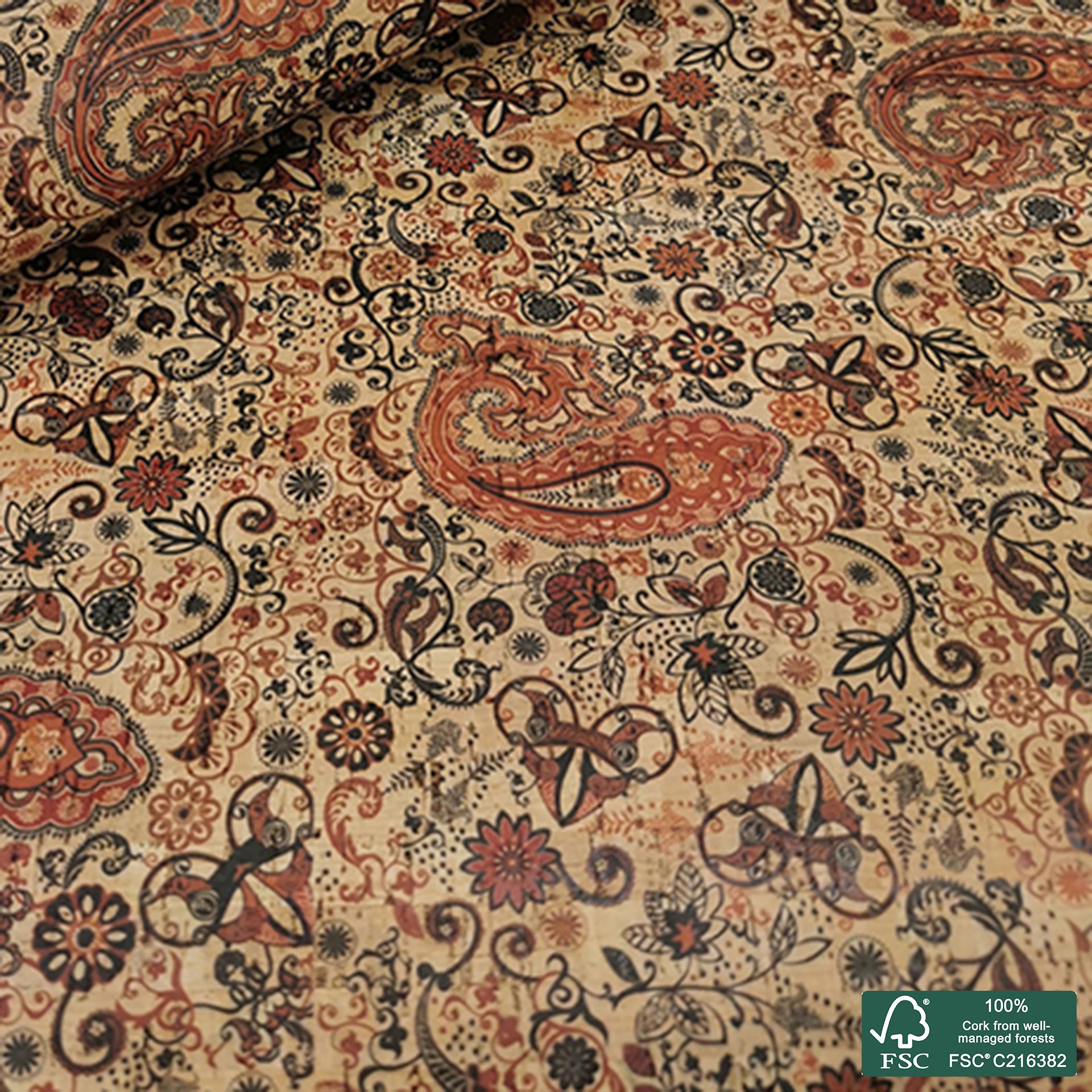 Cornucopia printed pattern on natural cork fabric (26)