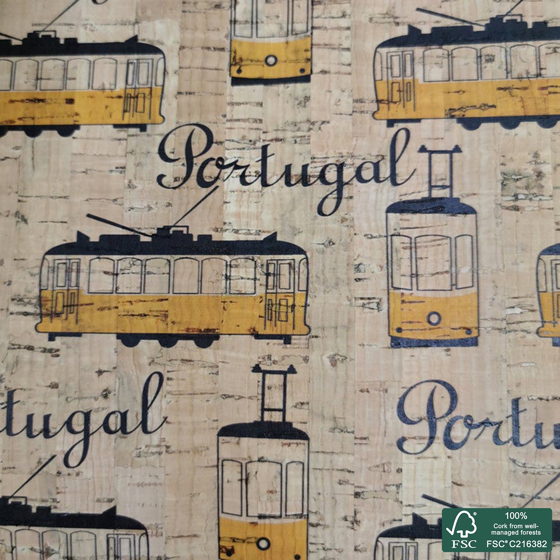 Electric train printed pattern on natural cork fabric (27)