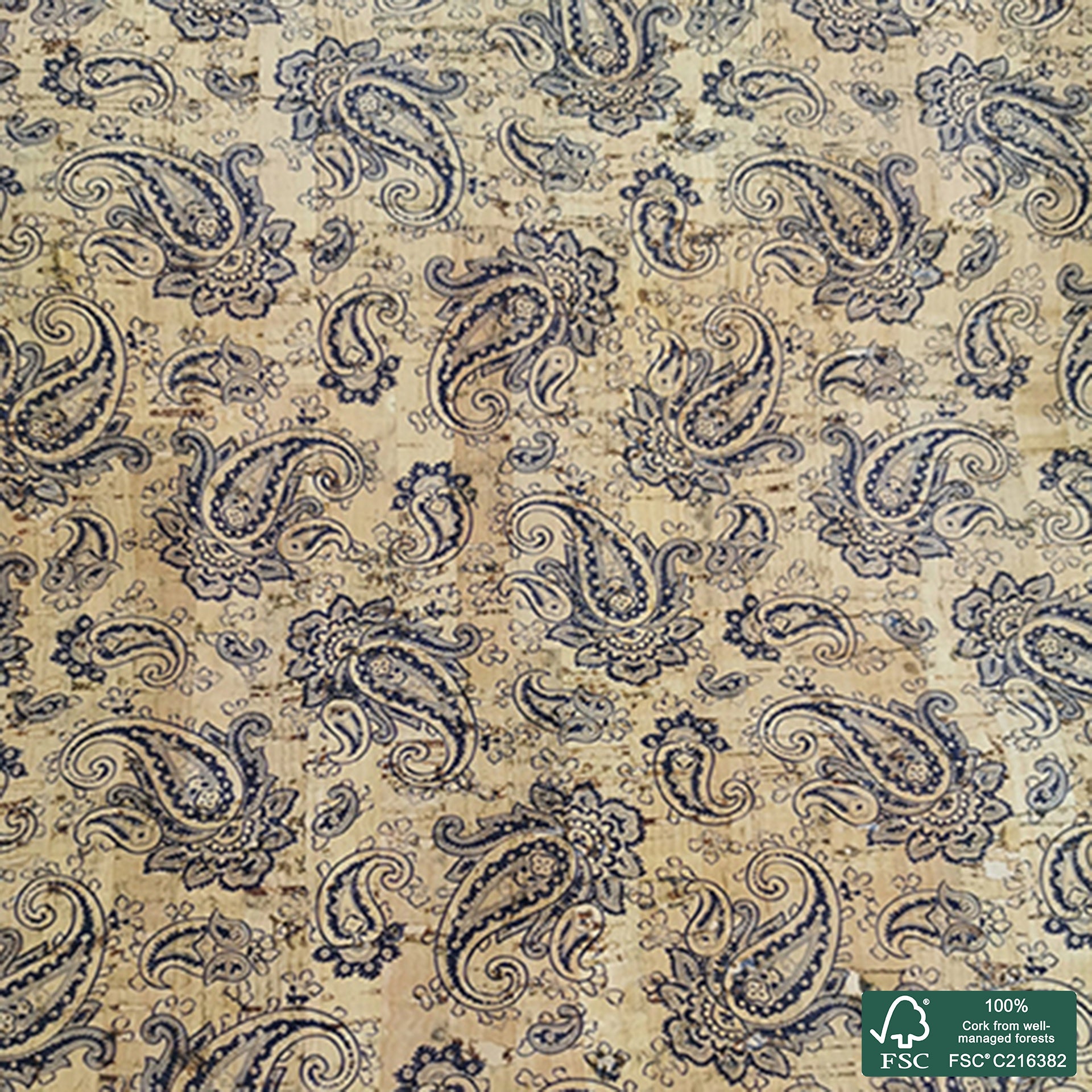 Cornucopia printed pattern on natural cork fabric (30)