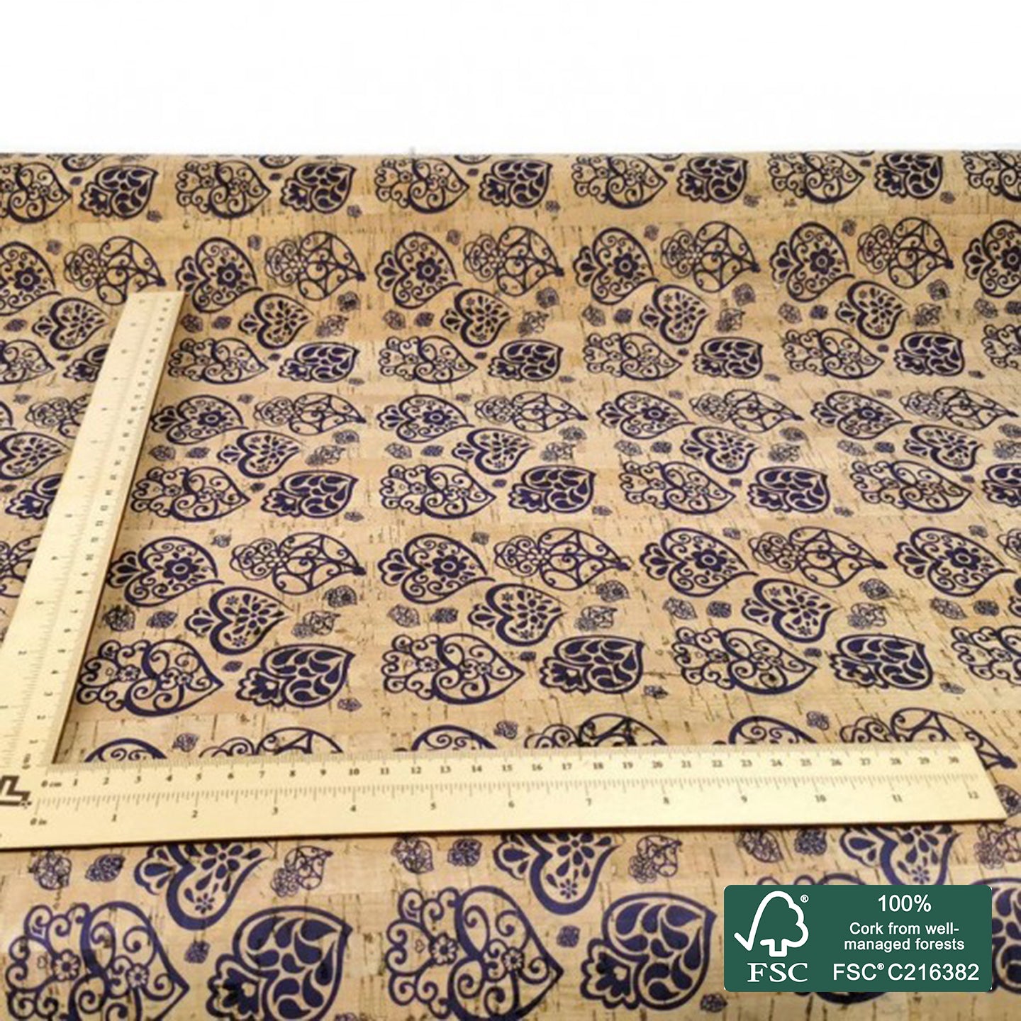 Filigrana printed pattern on natural cork fabric (31)