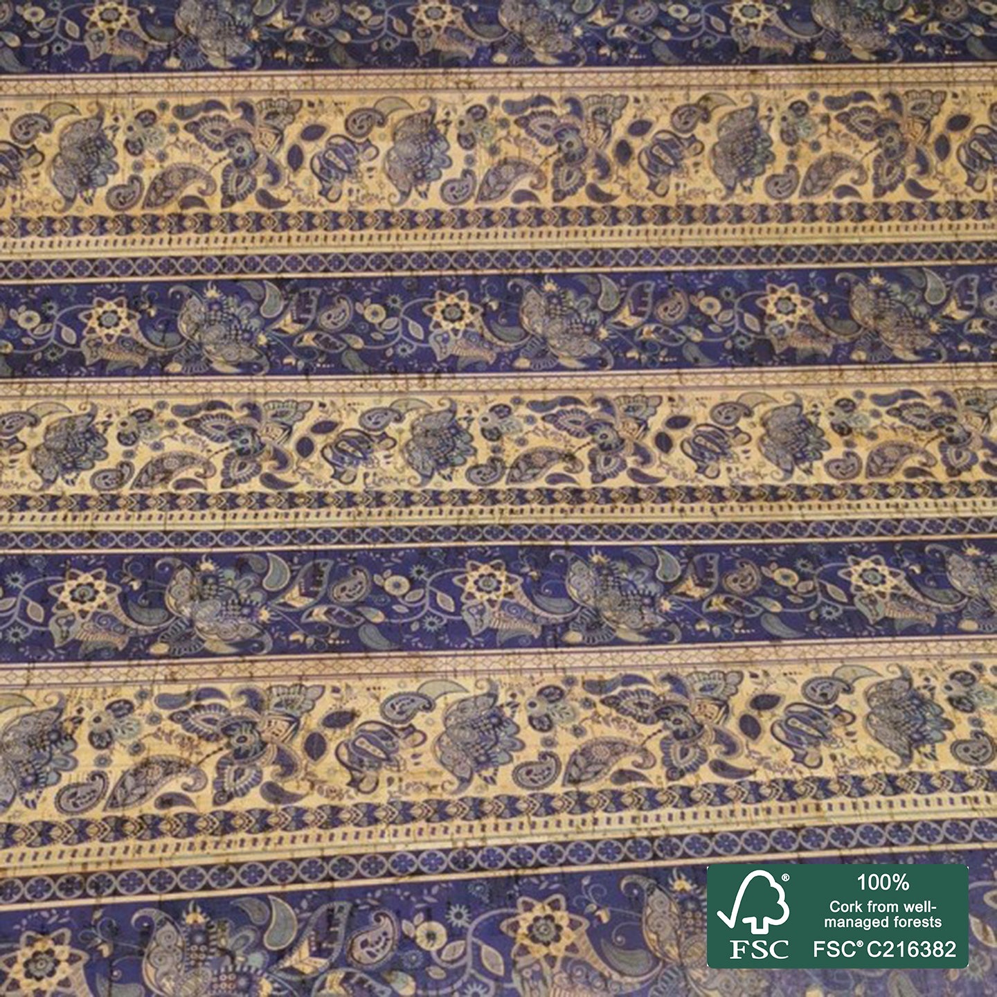 Flowers printed pattern on natural cork fabric (33)