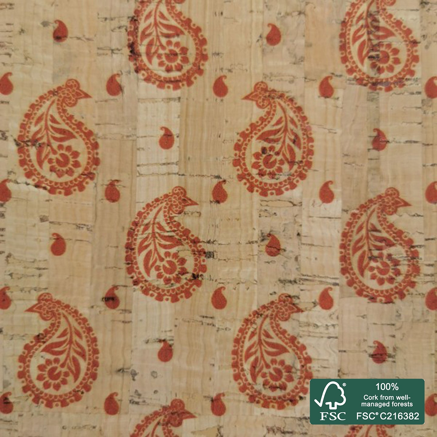 Cornucopia printed pattern on natural cork fabric (50)