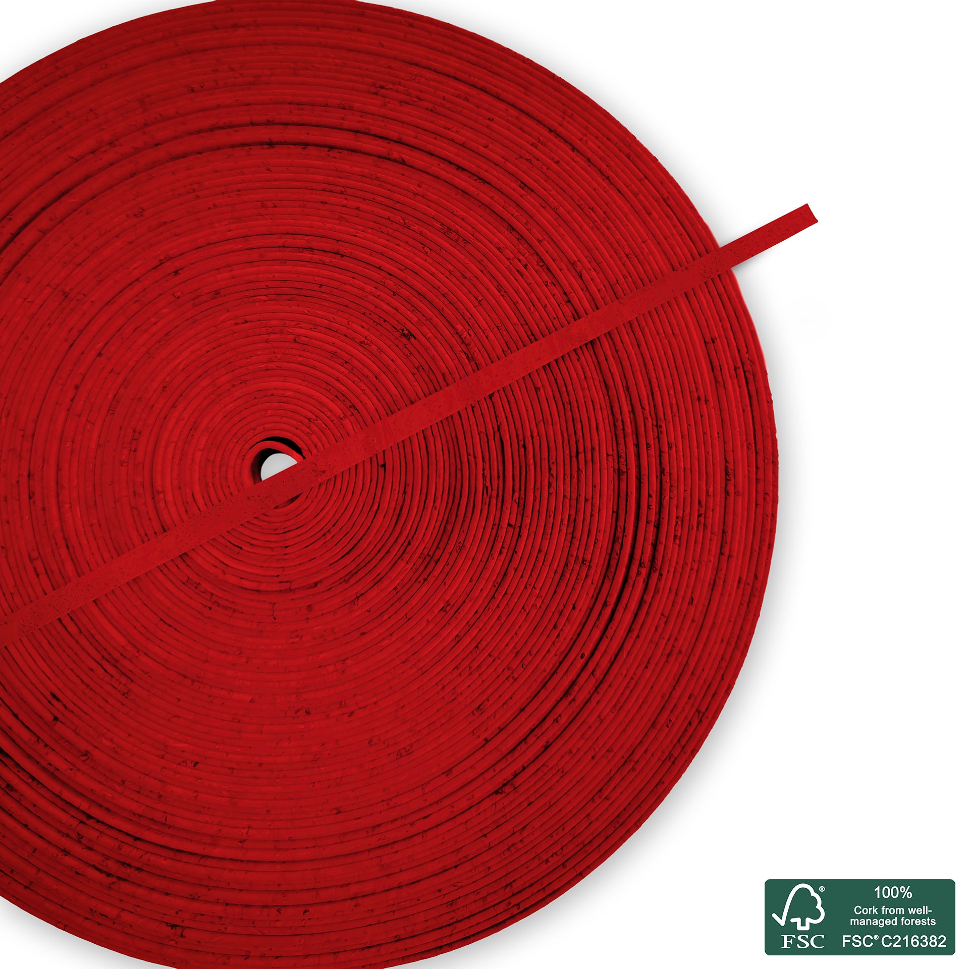 Flat cork cord deep red superior
