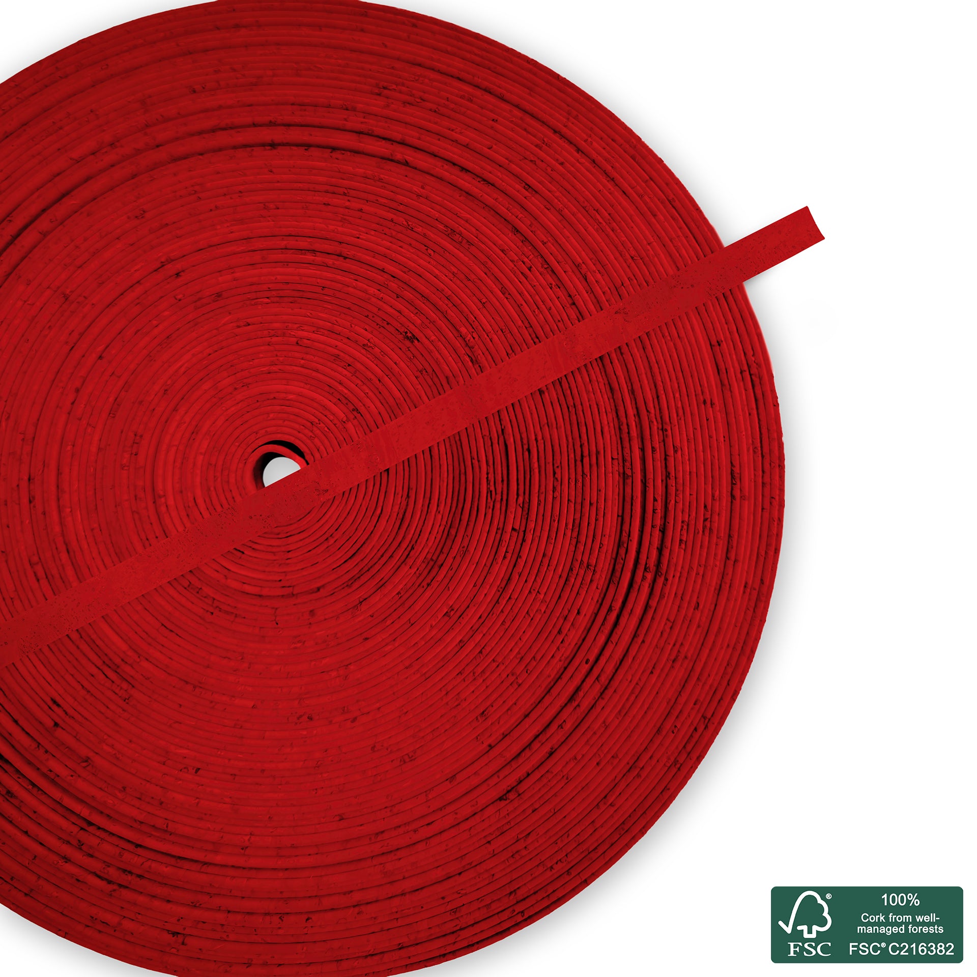 Flat cork cord deep red superior