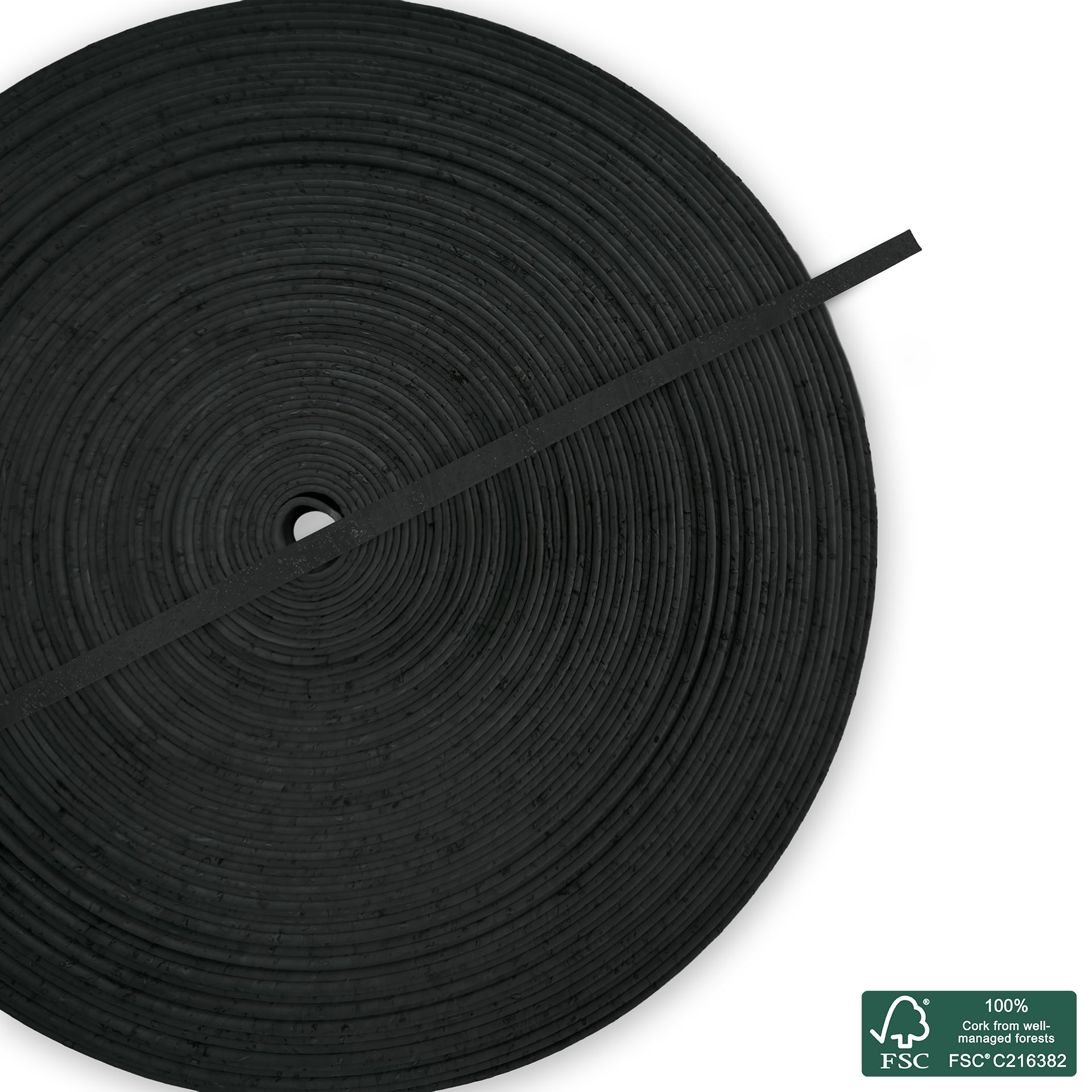 Flat cork cord dark gray superior