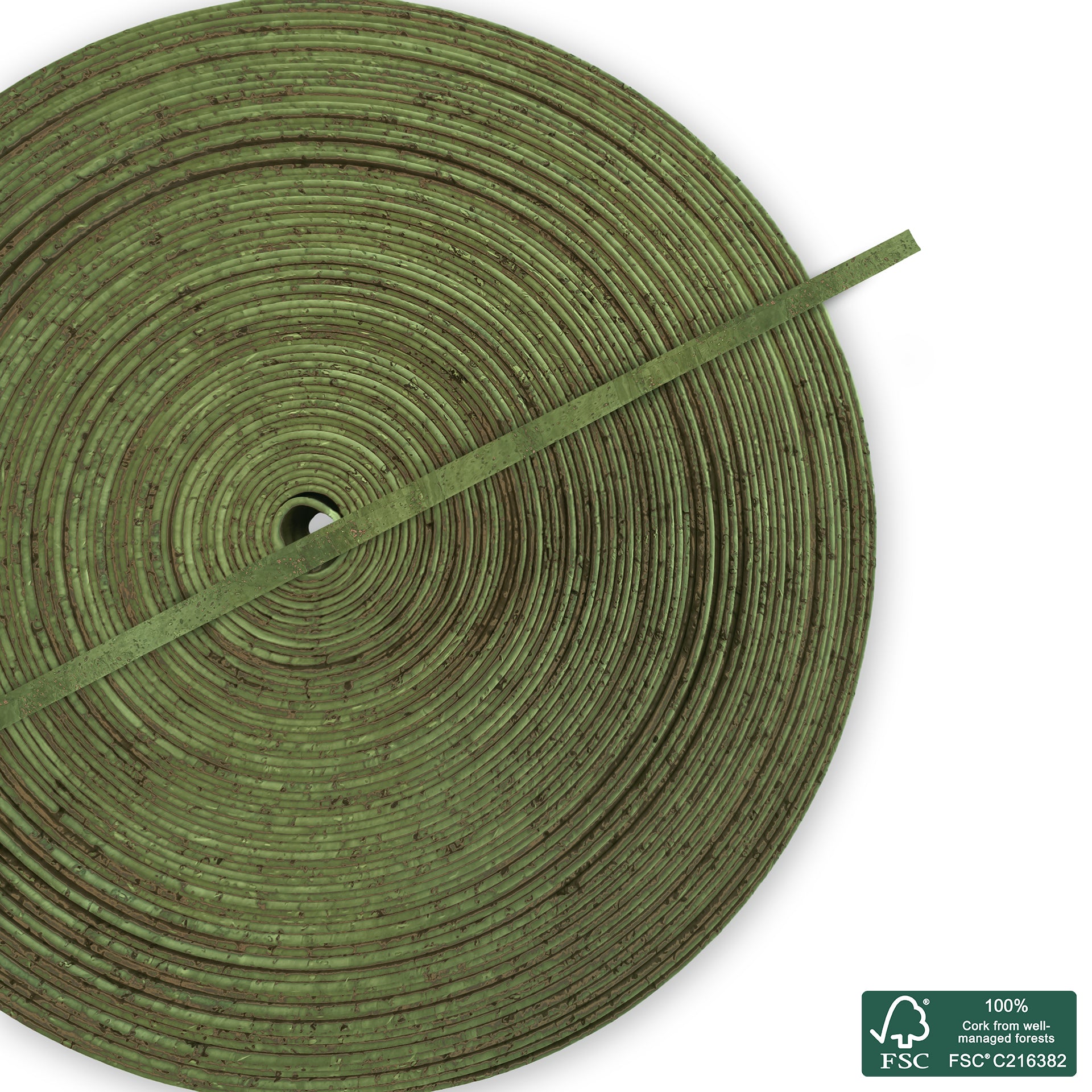 Flat cork cord royal green superior