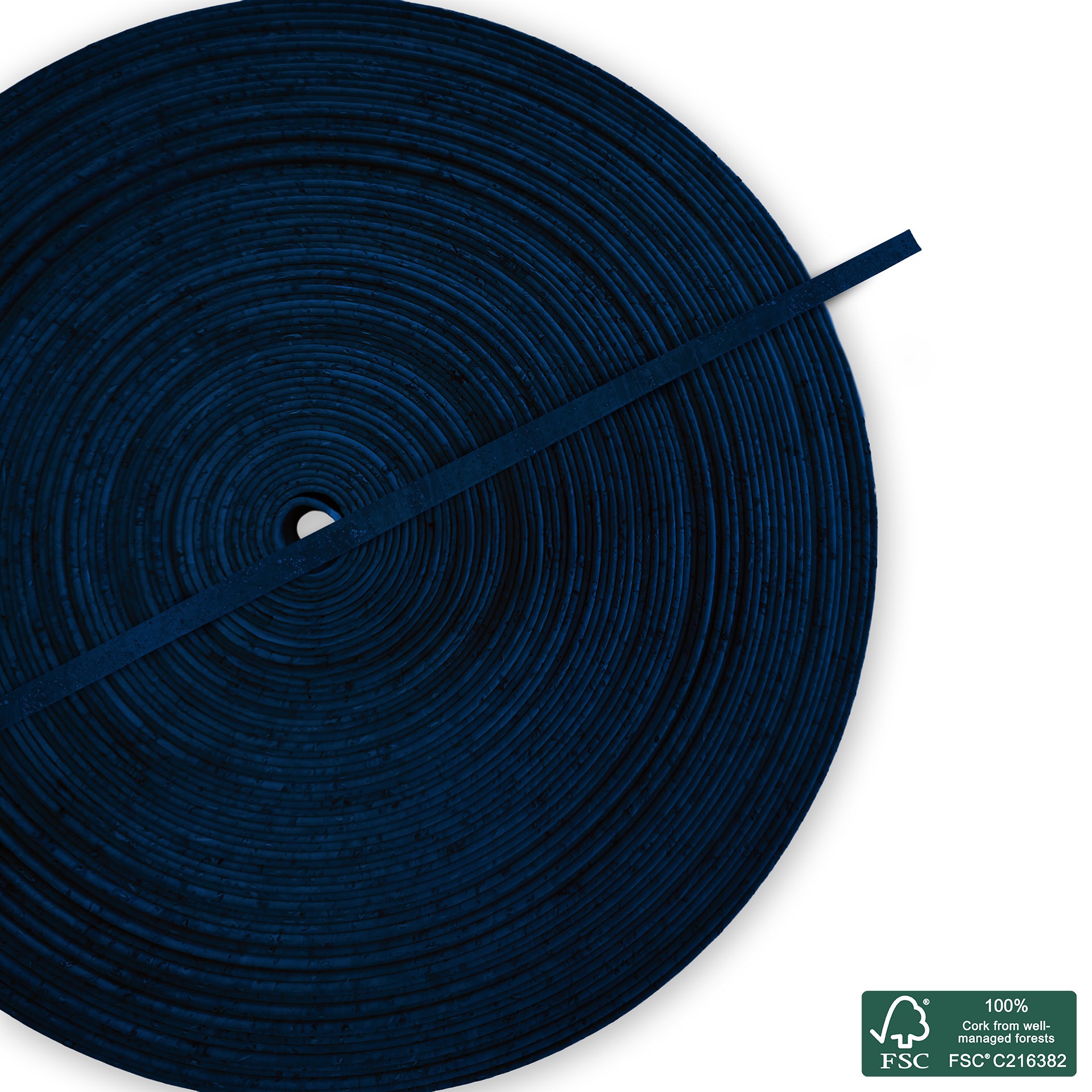 Flat cork cord royal blue superior