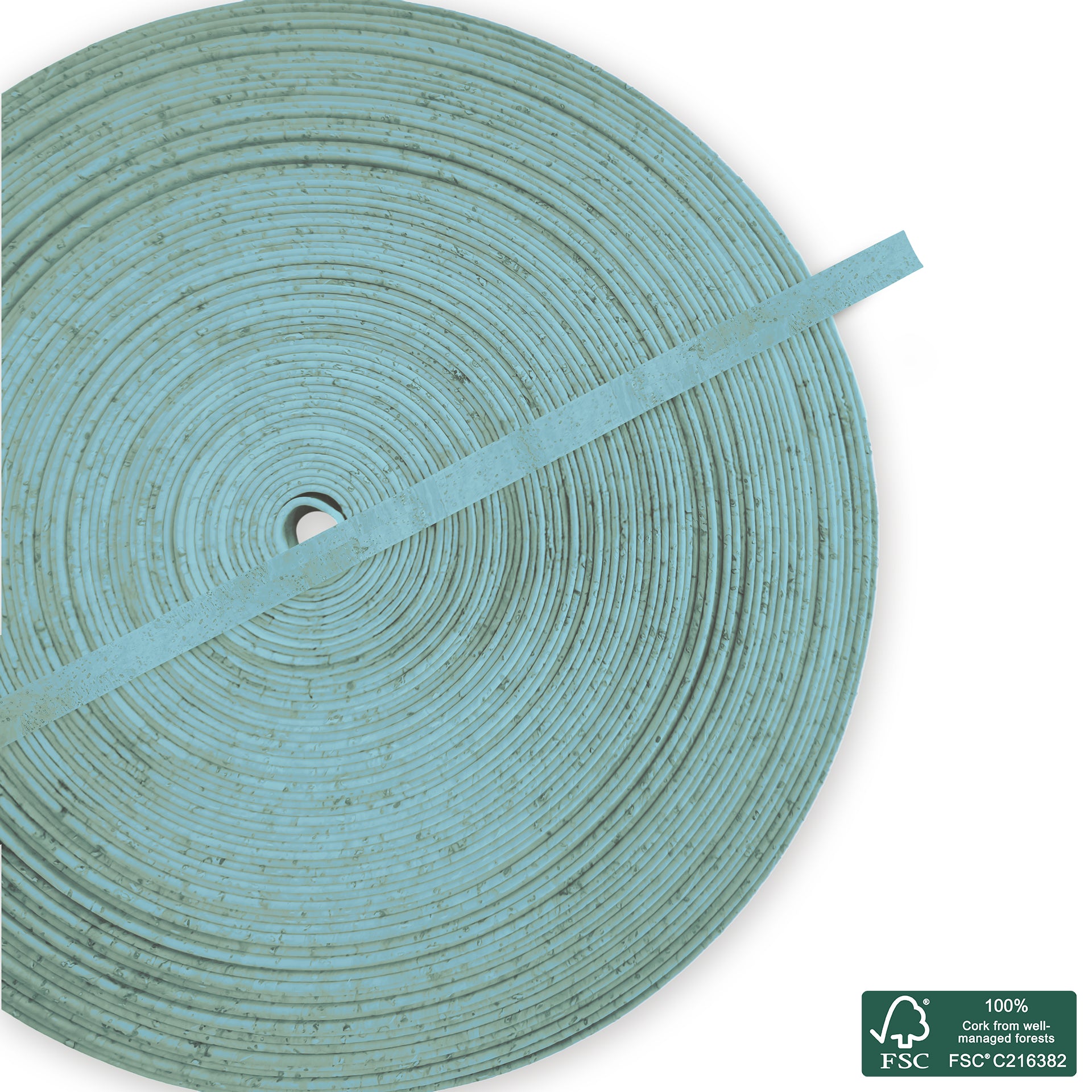 Flat cork cord light blue superior