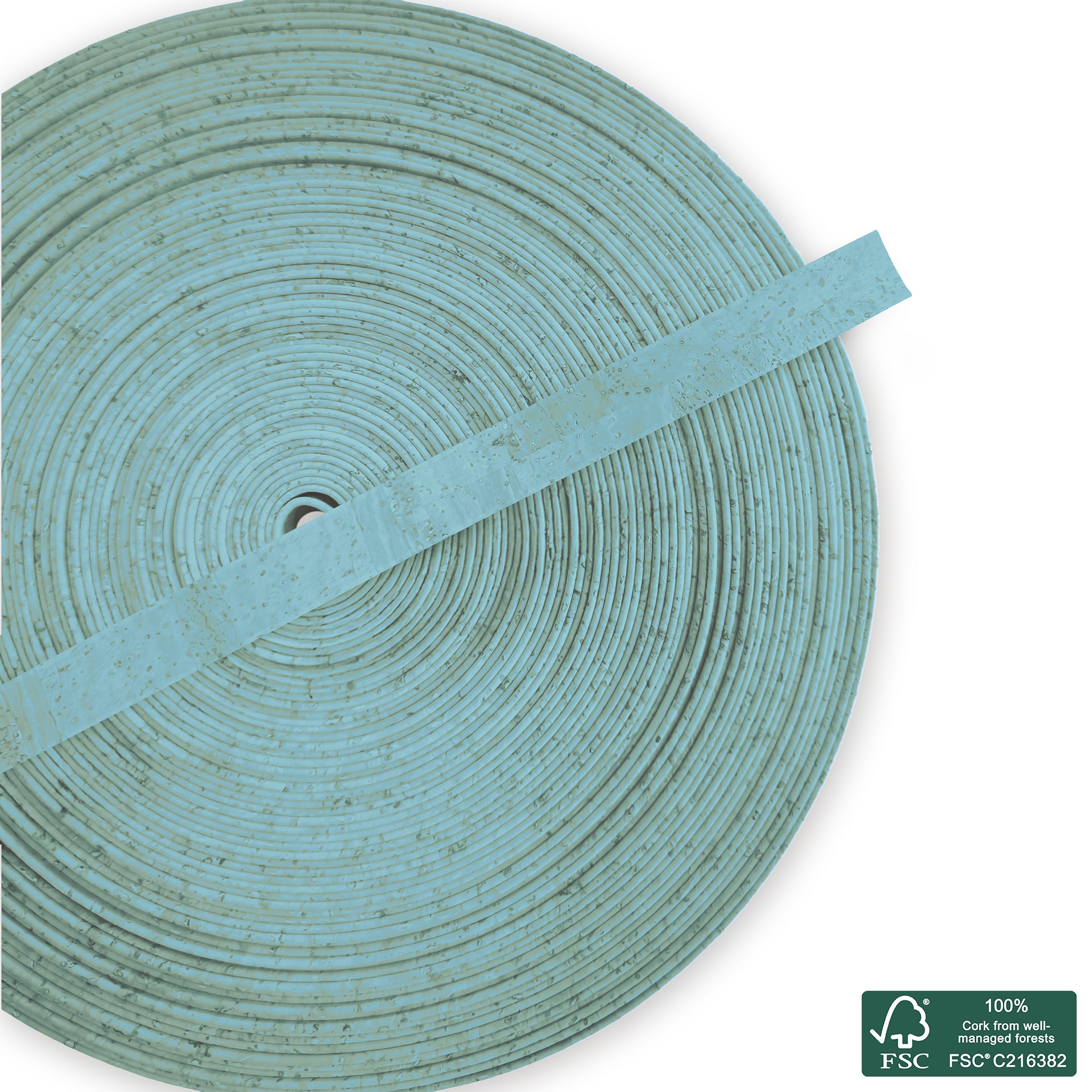 Flat cork cord light blue superior