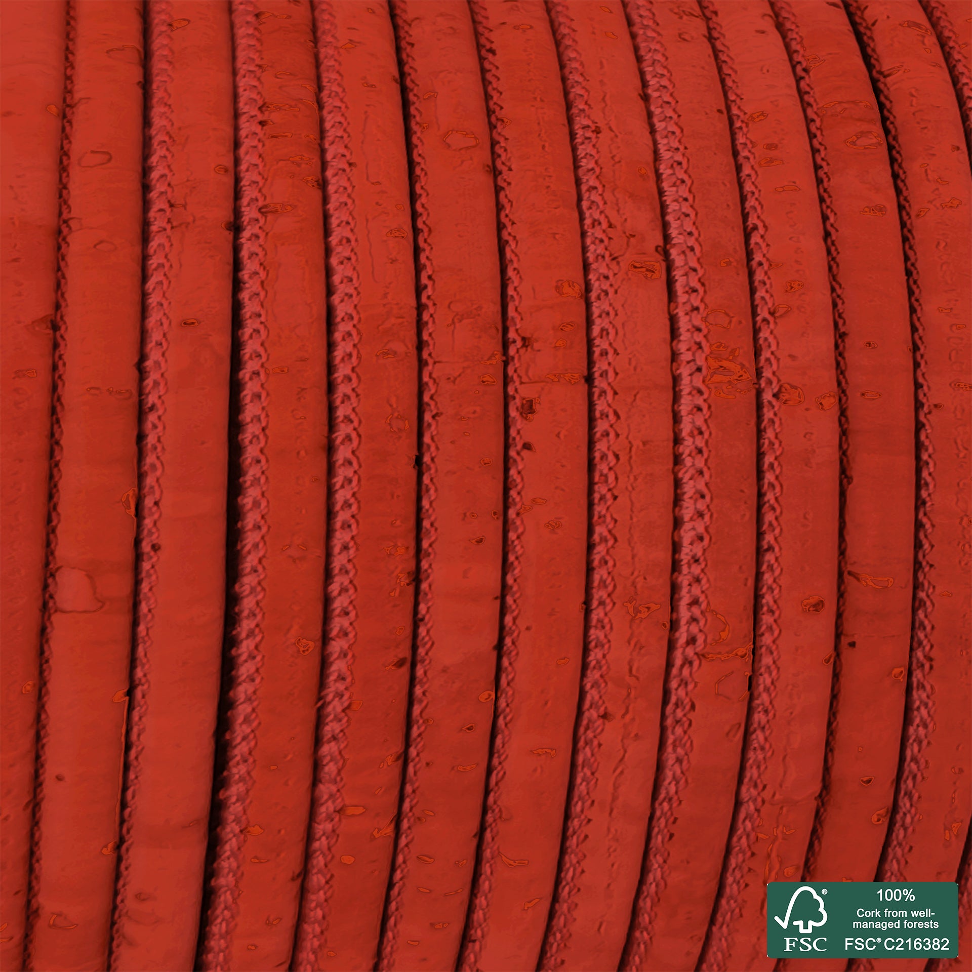 Round cork cord coral red superior