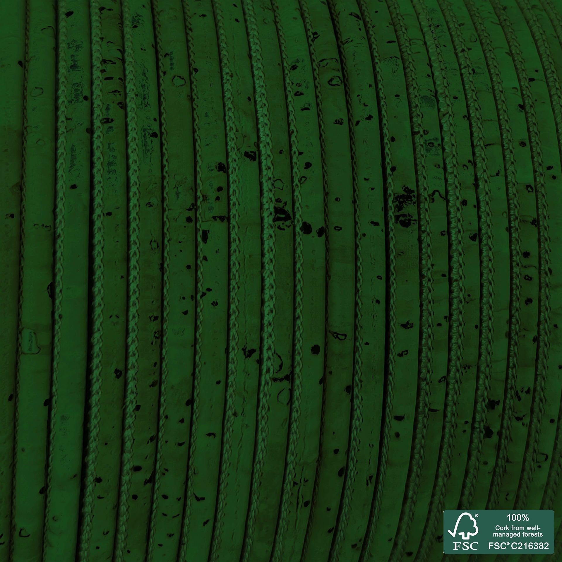 Round cork cord forest green superior