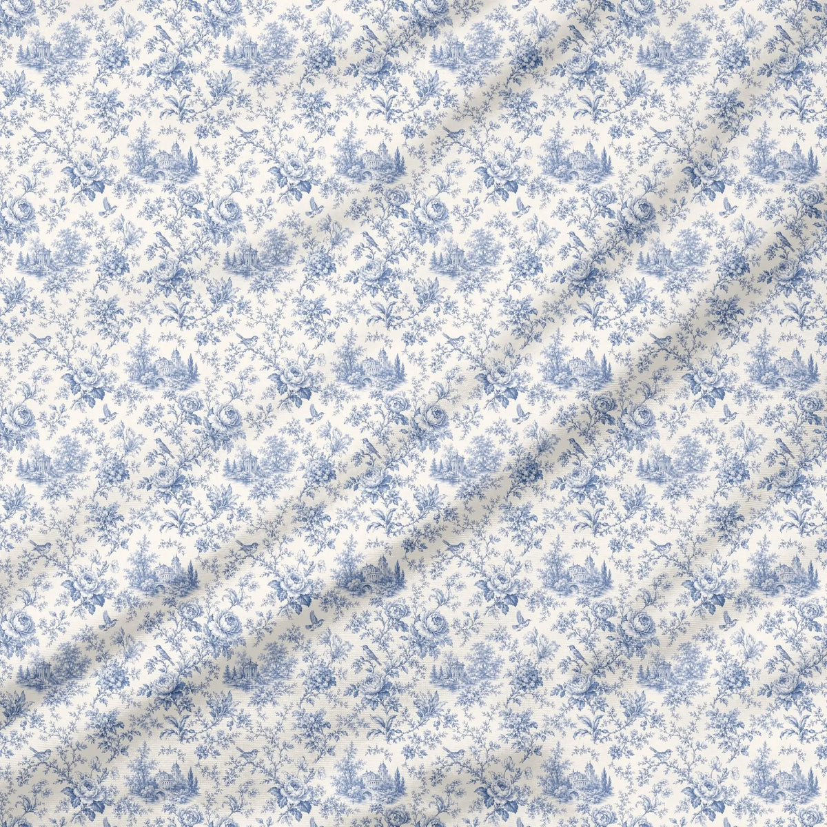 40 Pieces Blue Floral Charm Printed Percale Cotton Fabric (CHP020)