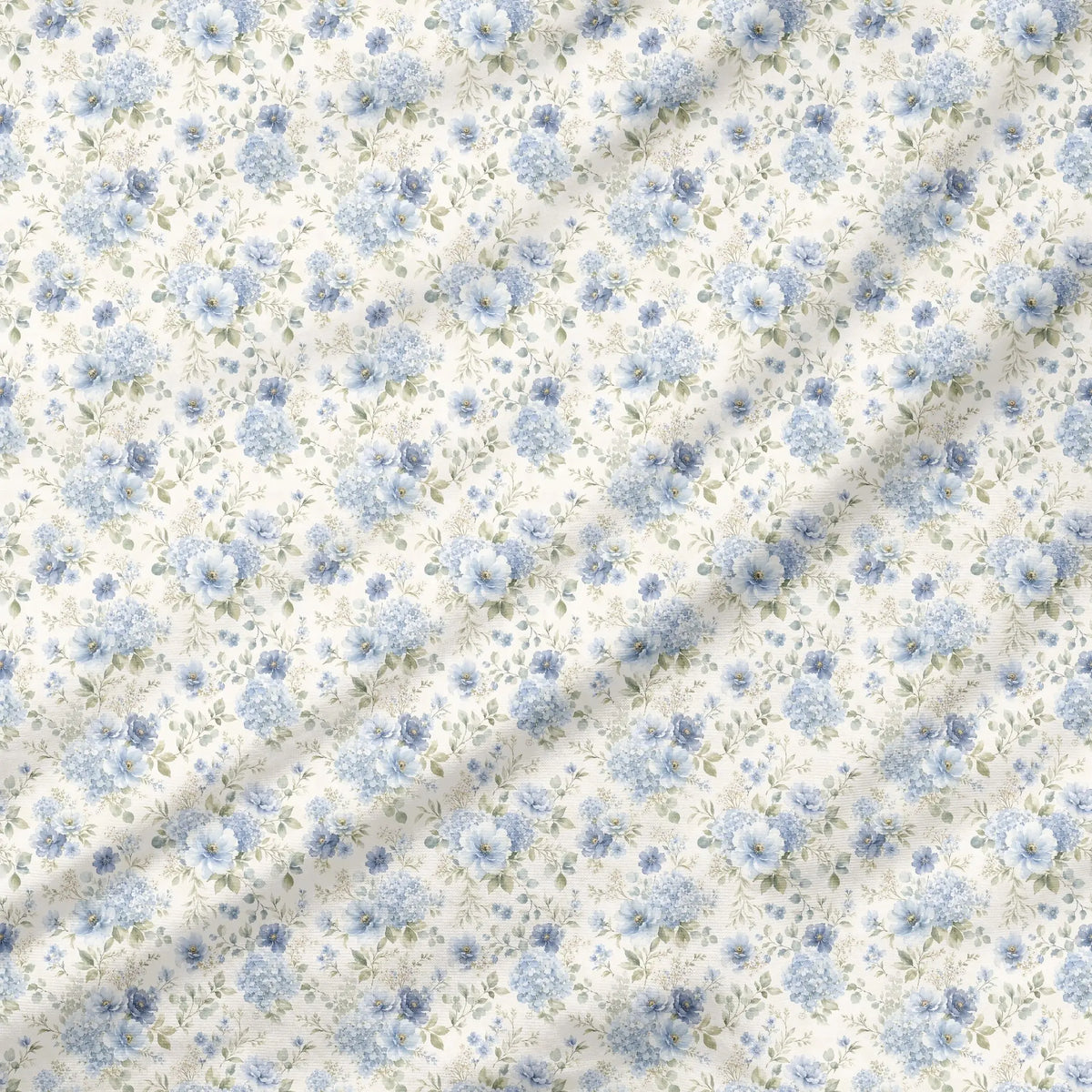 40 Pieces Blue Floral Charm Printed Percale Cotton Fabric (CHP020)