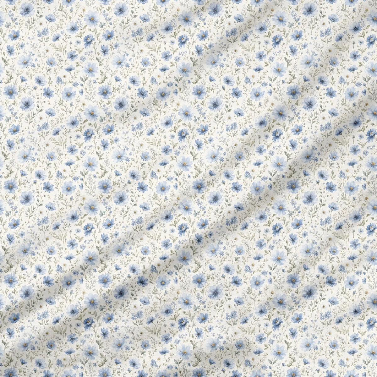 40 Pieces Blue Floral Charm Printed Percale Cotton Fabric (CHP020)
