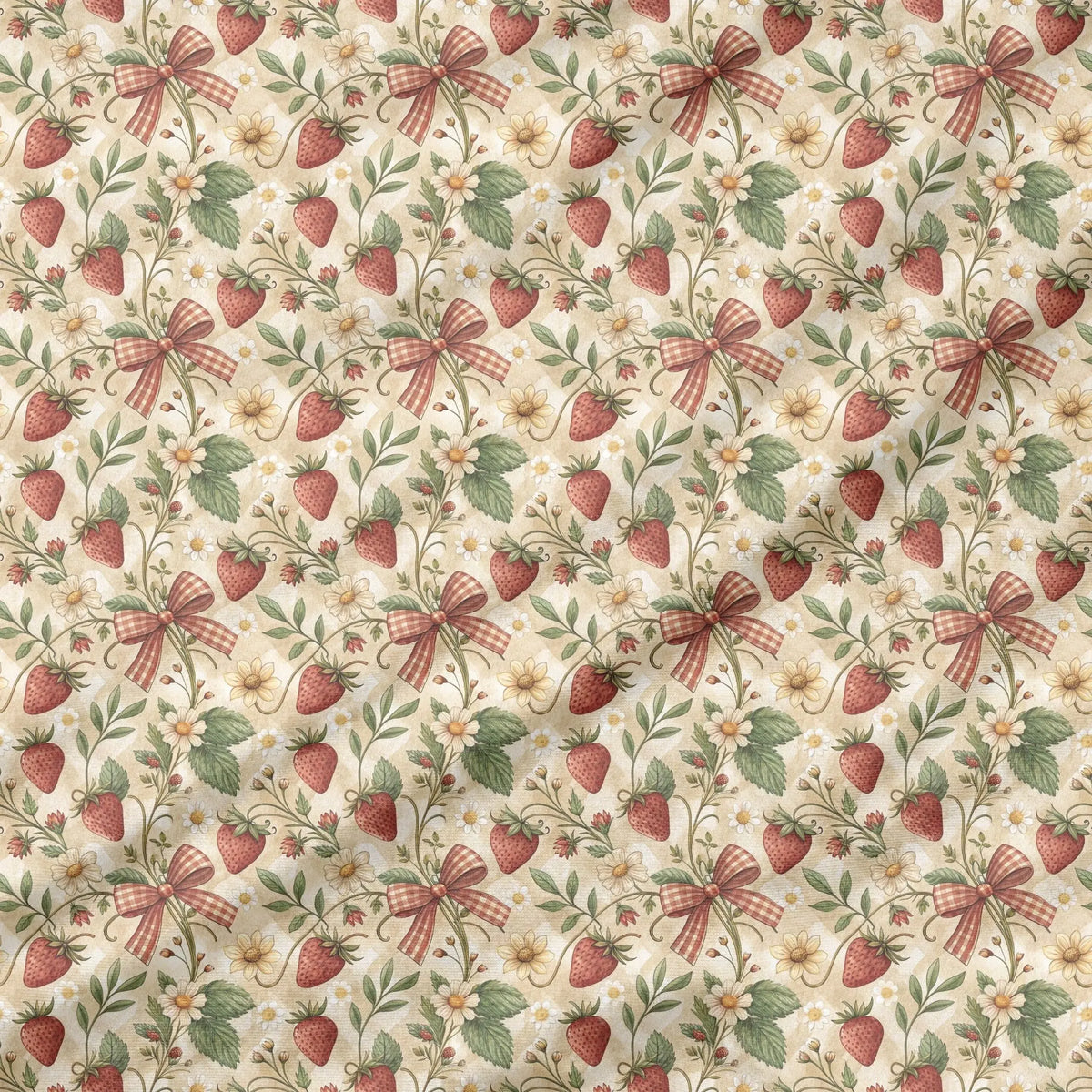 40 Pieces Cottage Strawberry Charm Printed Percale Cotton Fabric (CHP018)