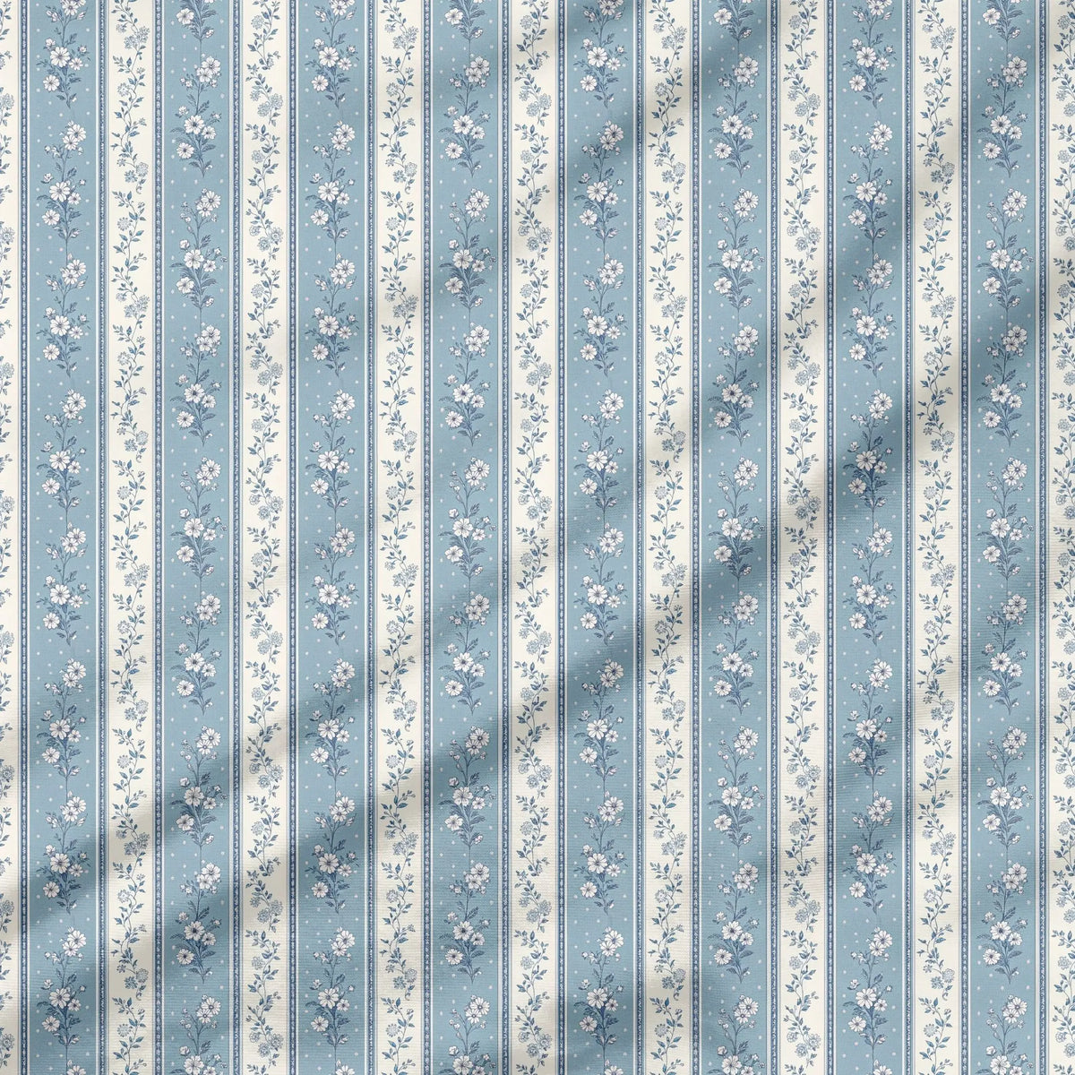 40 Pieces Tiny Blue Flowers Charm Printed Percale Cotton Fabric (CHP019)