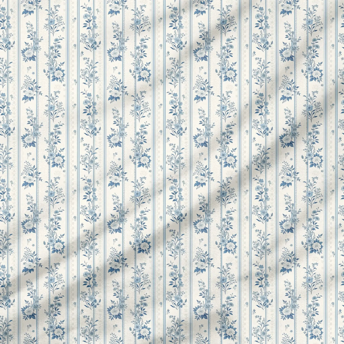 40 Pieces Tiny Blue Flowers Charm Printed Percale Cotton Fabric (CHP019)