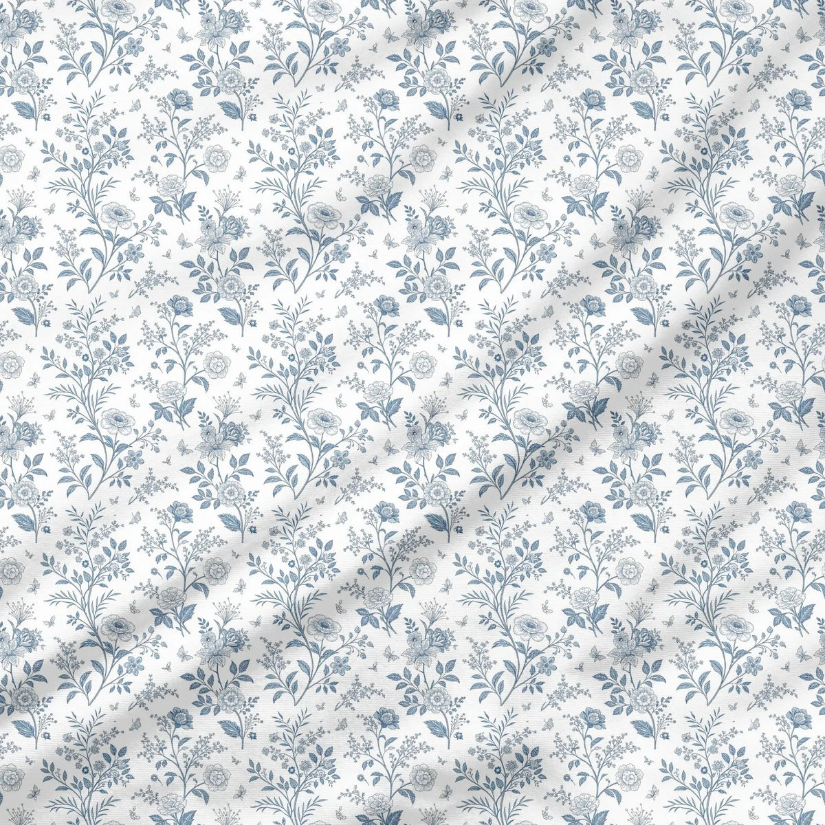 40 Pieces Tiny Blue Flowers Charm Printed Percale Cotton Fabric (CHP019)