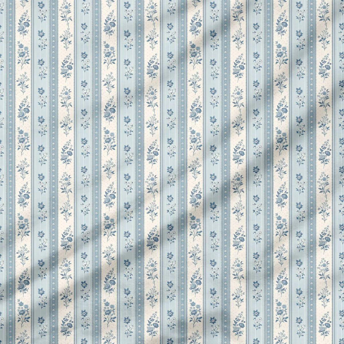 40 Pieces Tiny Blue Flowers Charm Printed Percale Cotton Fabric (CHP019)