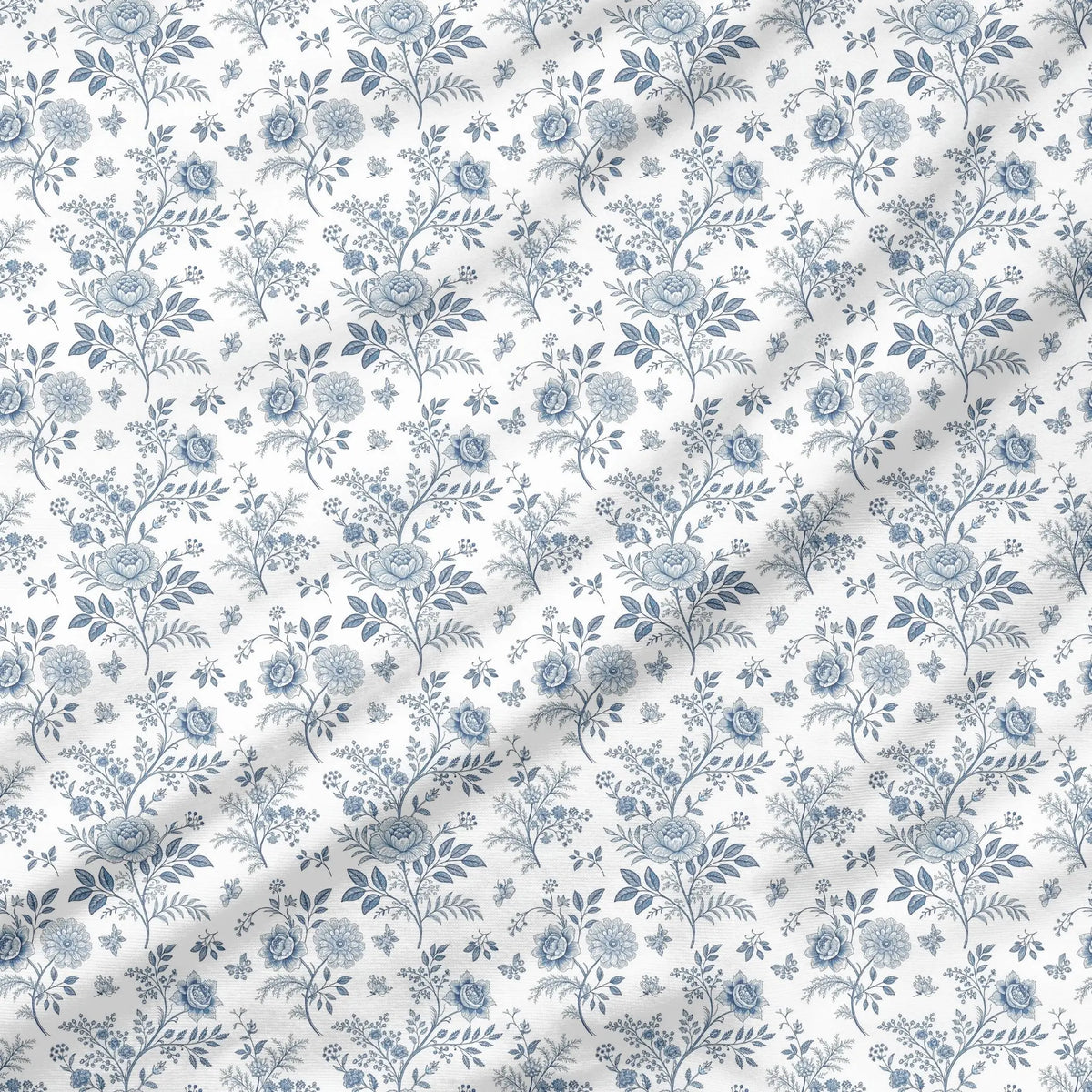 40 Pieces Tiny Blue Flowers Charm Printed Percale Cotton Fabric (CHP019)
