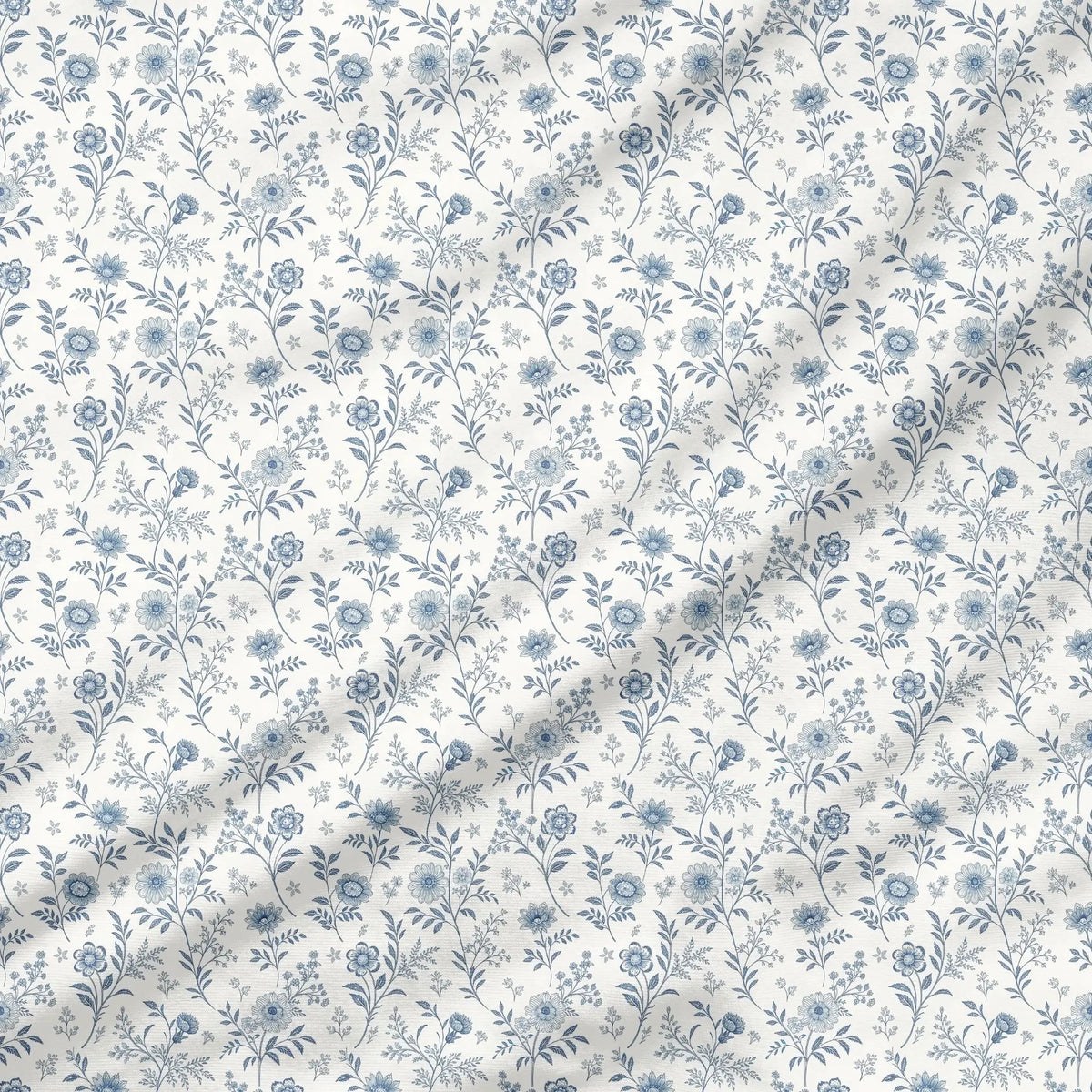 40 Pieces Tiny Blue Flowers Charm Printed Percale Cotton Fabric (CHP019)