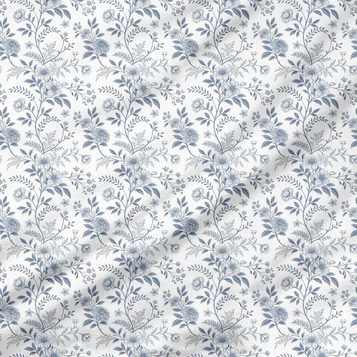40 Pieces Tiny Blue Flowers Charm Printed Percale Cotton Fabric (CHP019)
