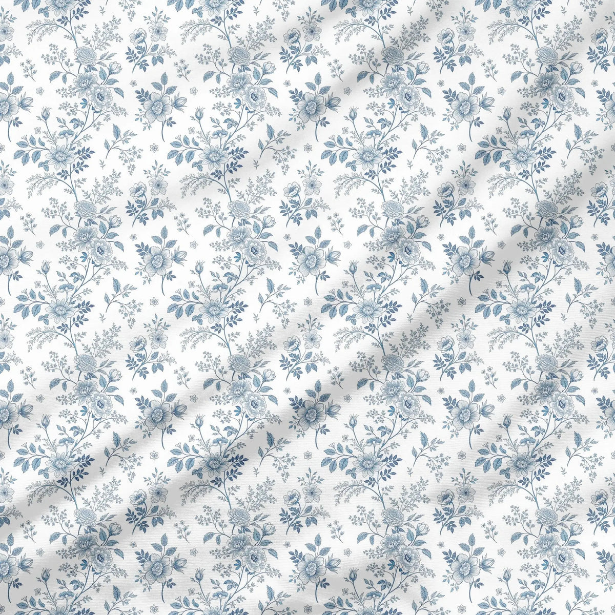 40 Pieces Tiny Blue Flowers Charm Printed Percale Cotton Fabric (CHP019)