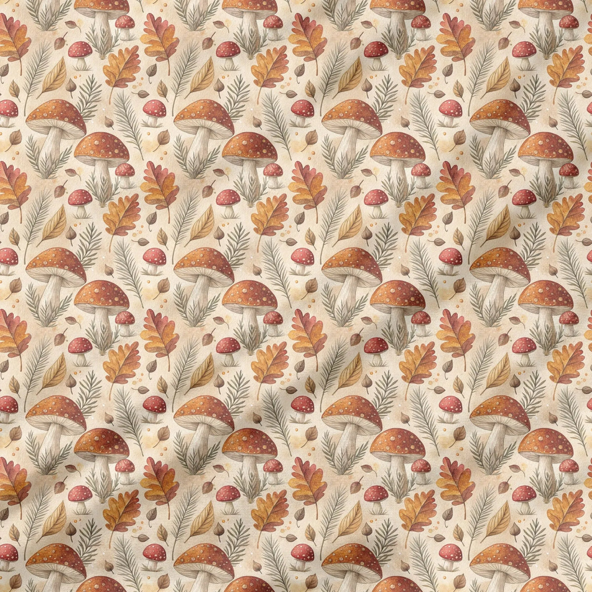40 Pieces Watercolor Mushroom Printed Percale Cotton Fabric (CHP007)