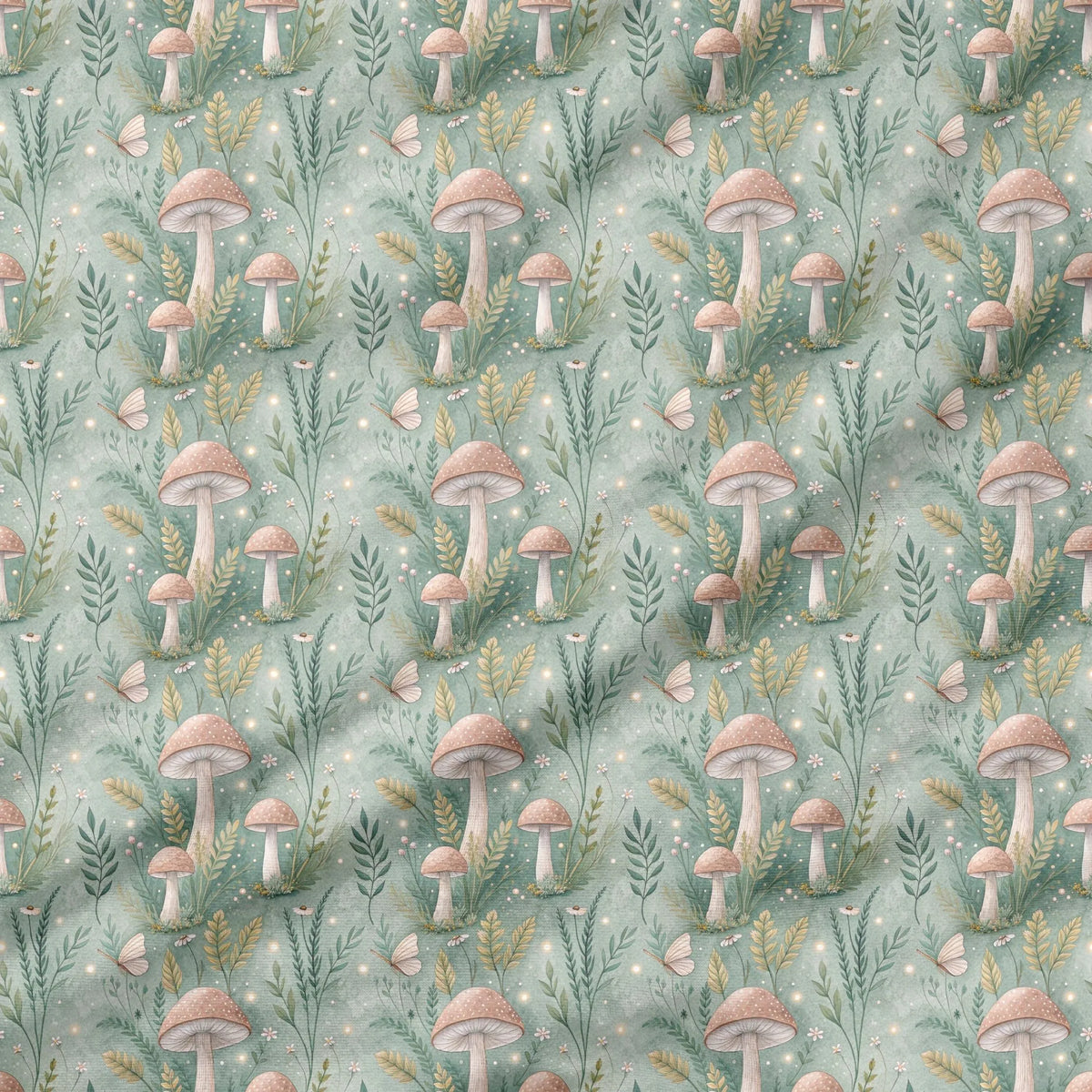 40 Pieces Watercolor Mushroom Printed Percale Cotton Fabric (CHP007)