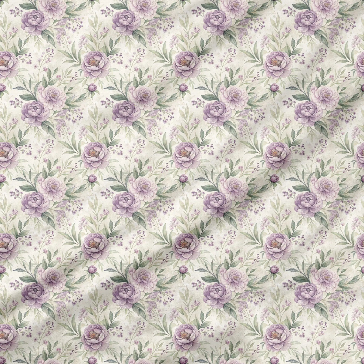 40 Pieces Purple Watercolor Floral Charm Printed Percale Cotton Fabric (CHP017)