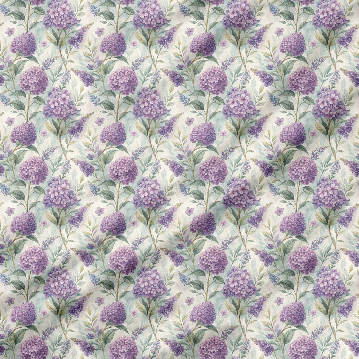40 Pieces Purple Watercolor Floral Charm Printed Percale Cotton Fabric (CHP017)