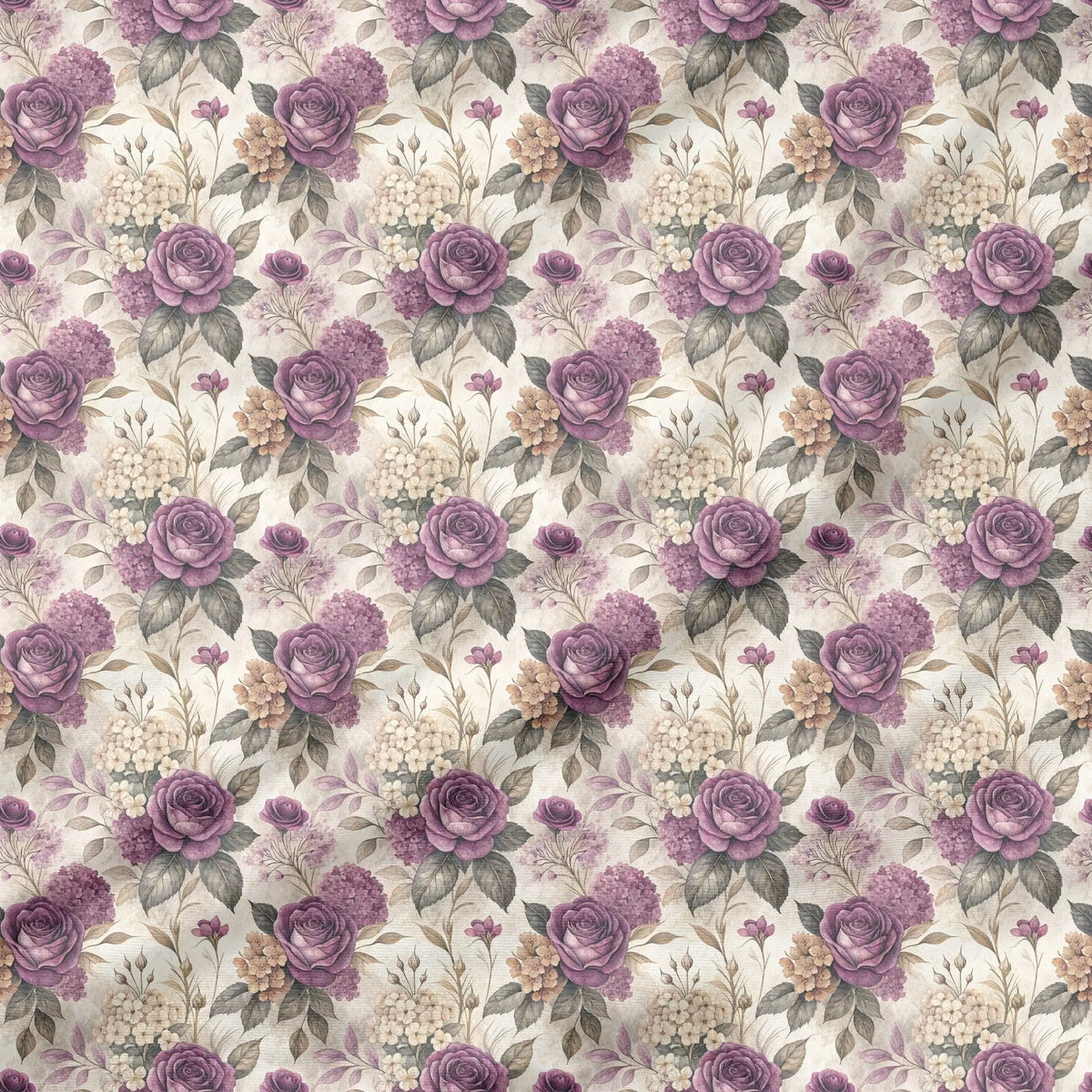 40 Pieces Purple Watercolor Floral Charm Printed Percale Cotton Fabric (CHP017)