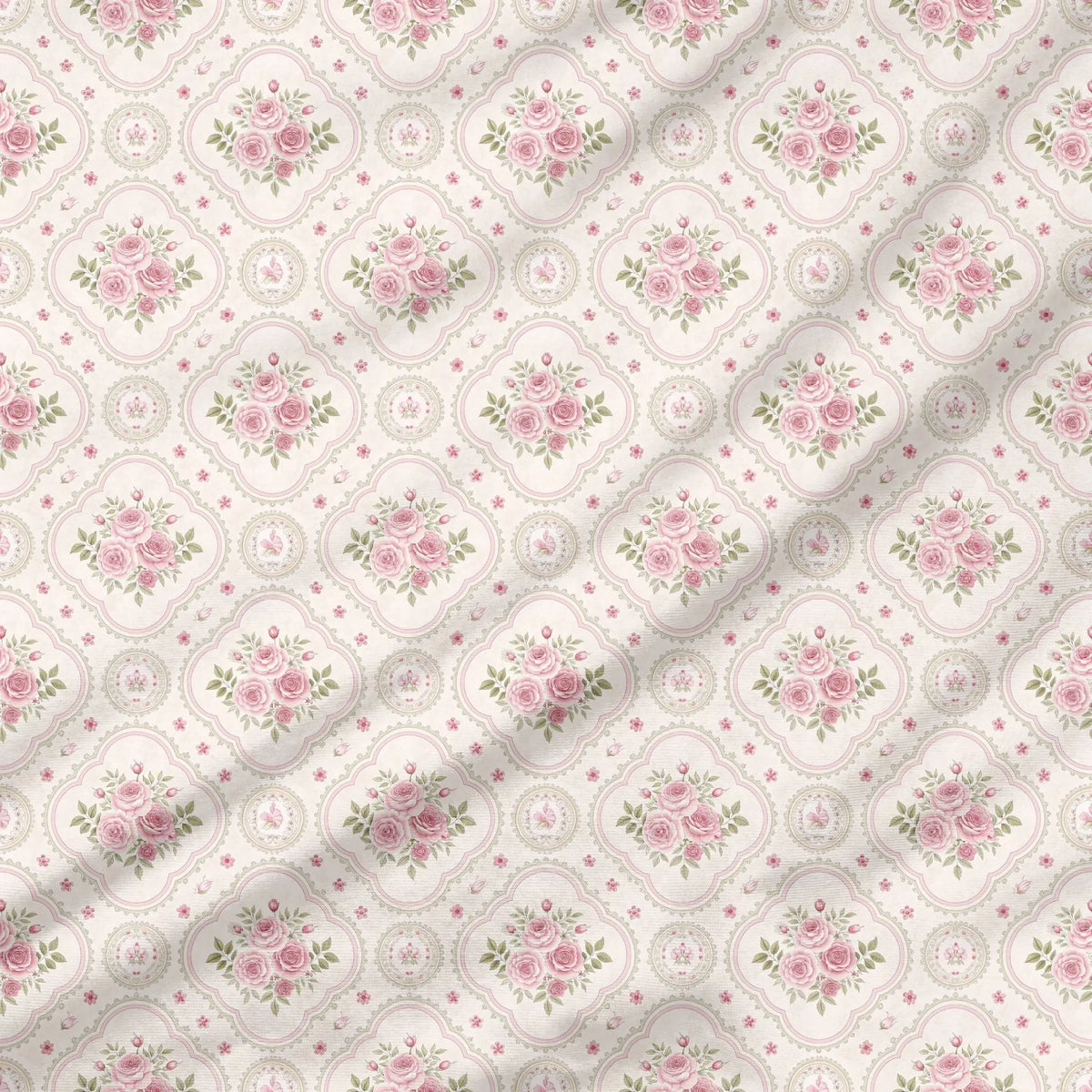 40 Pieces Shabby Chic Pink Printed Percale Cotton Fabric (CHP014)