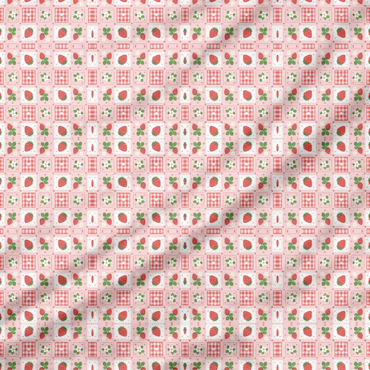 40 Pieces Strawberry Charm Printed Percale Cotton Fabric (CHP016)