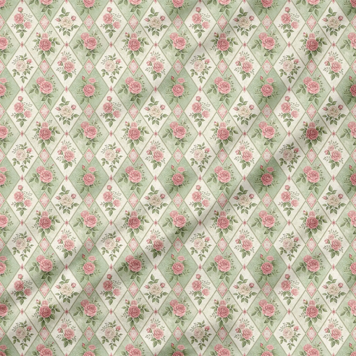 40 Pieces Sweet Peony Floral Printed Percale Cotton Fabric (CHP011)