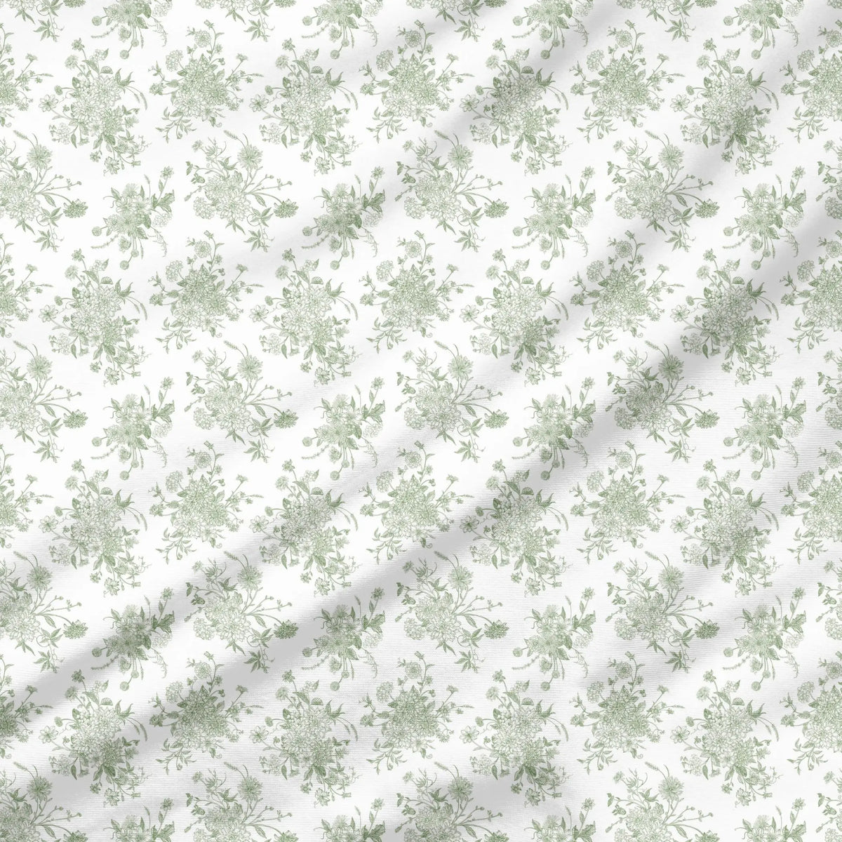 40 Pieces Green Toile de Jouy Printed Percale Cotton Fabric (CHP010)