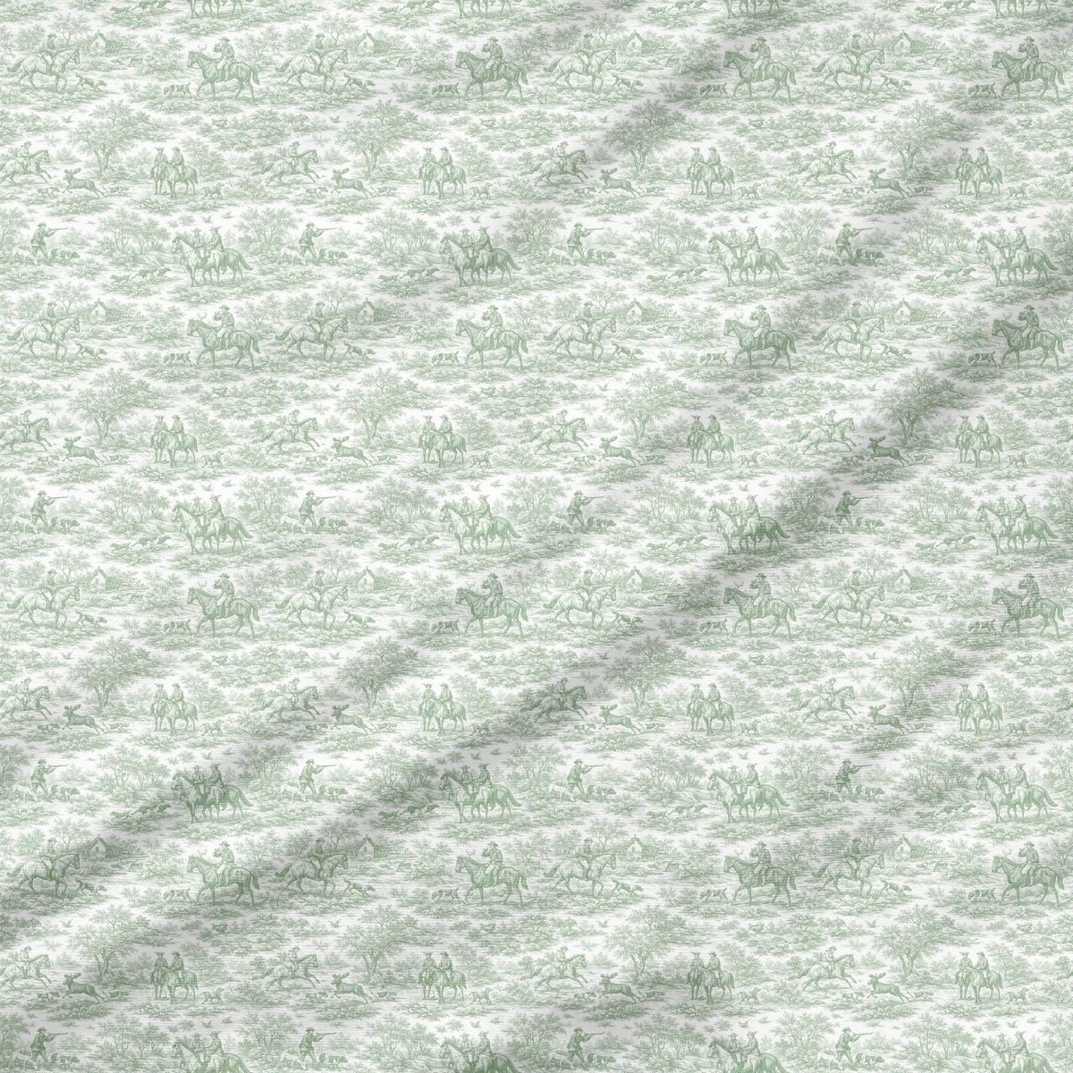 40 Pieces Green Toile de Jouy Printed Percale Cotton Fabric (CHP010)