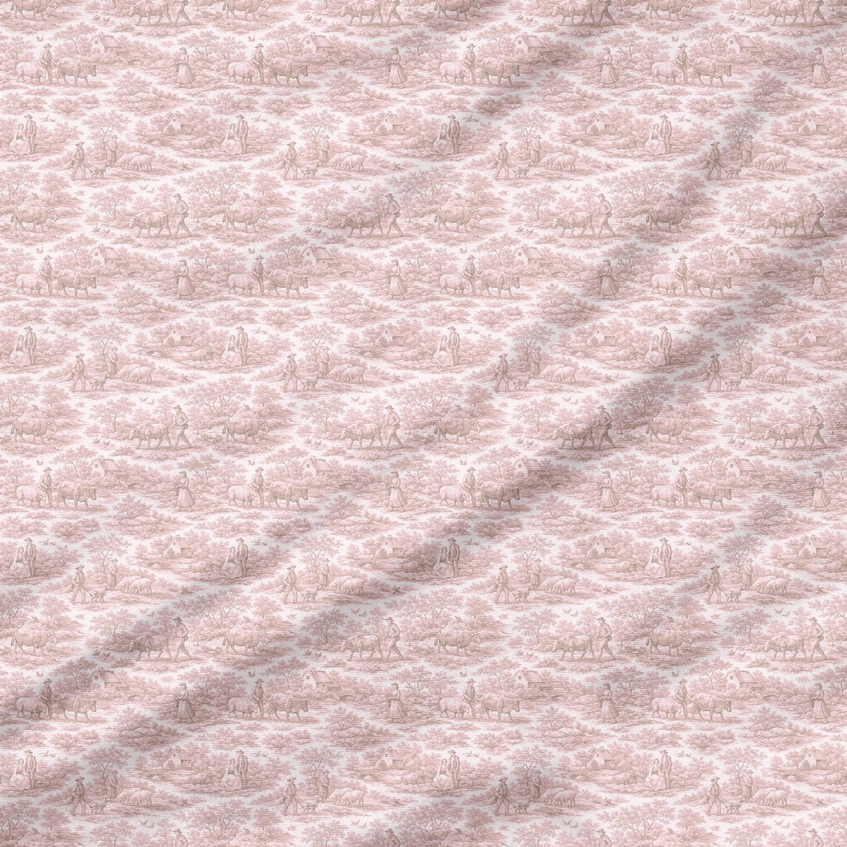40 Pieces Pink Toile de Jouy Printed Percale Cotton Fabric (CHP008)